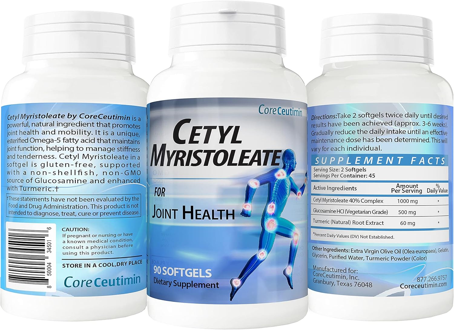 Coreceutim – Geles blandos de miristoleato de cetilo con ácido graso Omega 5, ultra apoyo para aliviar las molestias y la rigidez articulares, con