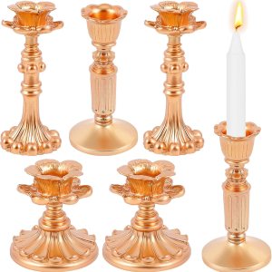 6 portavelas vintage, de resina, cónica, retro, antiguo, floral, decorativos, para boda, aniversario, mesa, chimenea, decoración del hogar (dorado, 6 portavelas vintage, de resina, cónica, retro, antiguo, floral, decorativos, para boda, aniversario, mesa, chimenea, decoración del hogar (dorado,