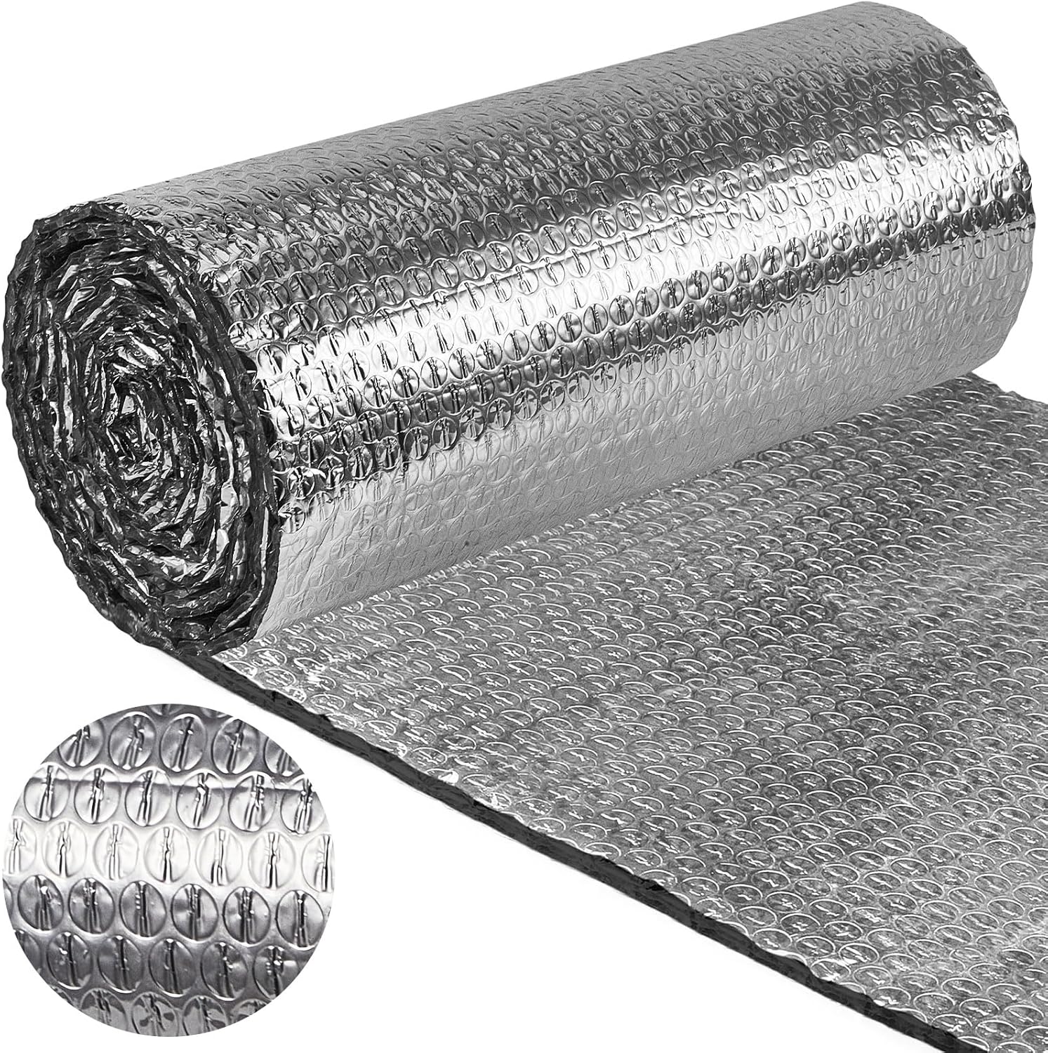 Amylove Rollo de aislamiento reflectante de doble burbuja para verano, cubierta de tragaluz para bloquear los rayos UV del sol, calor, lámina de