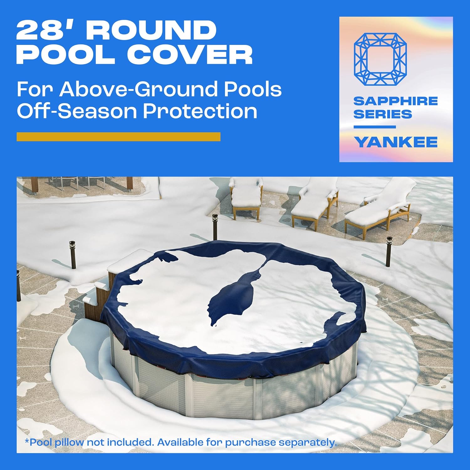 Cubierta de protección para piscina sobre el suelo redonda de 28 pies  Extragruesa y duradera  Serie Sapphire de calidad prémium, resistente al frío