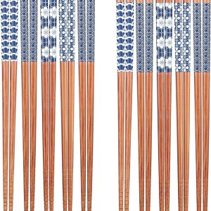 Antner 10 pares de palillos de bambú natural, estilo japonés, reutilizables, aptos para lavavajillas, 8.8 pulgadas Antner 10 pares de palillos de bambú natural, estilo japonés, reutilizables, aptos para lavavajillas, 8.8 pulgadas