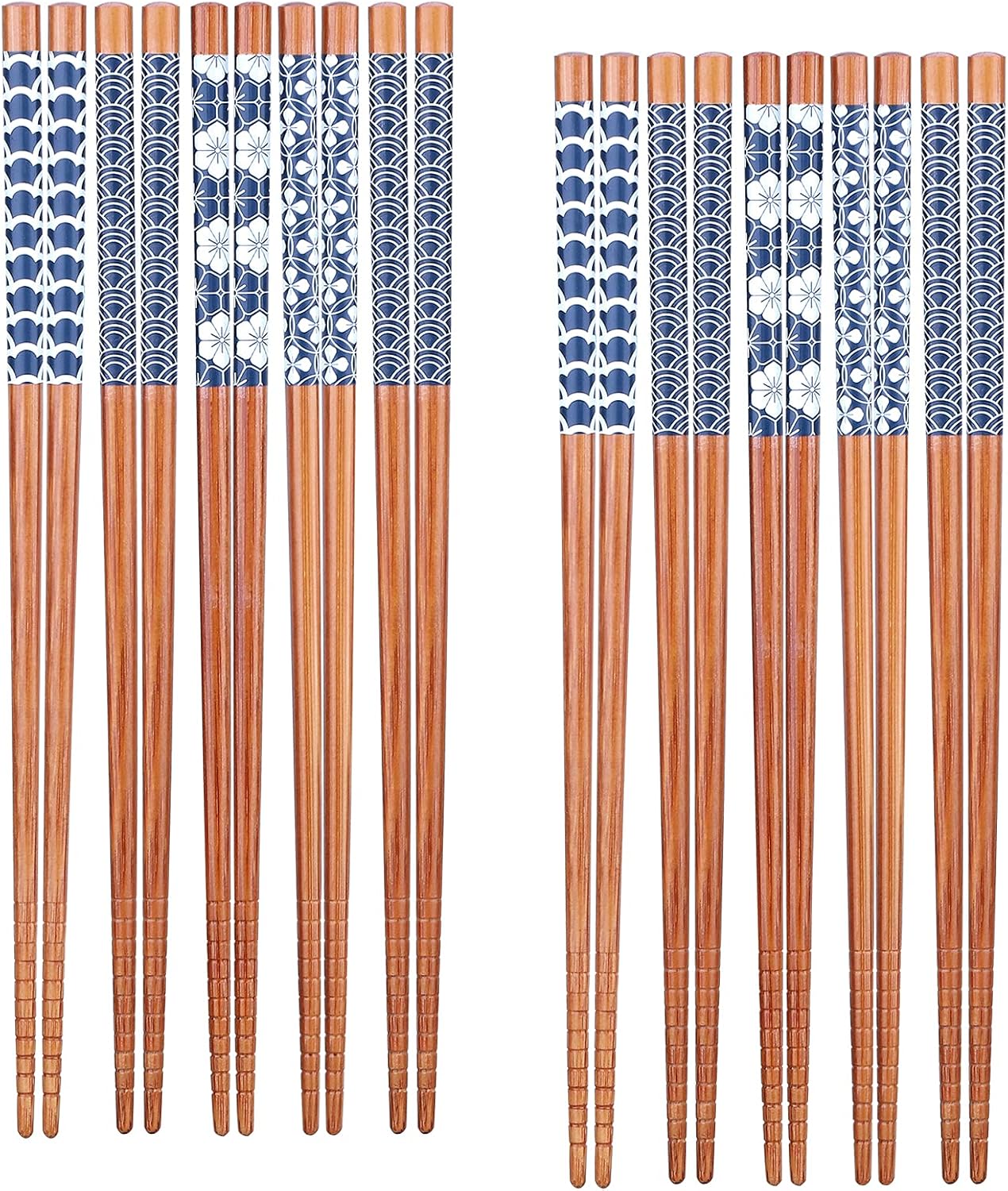 Antner 10 pares de palillos de bambú natural, estilo japonés, reutilizables, aptos para lavavajillas, 8.8 pulgadas