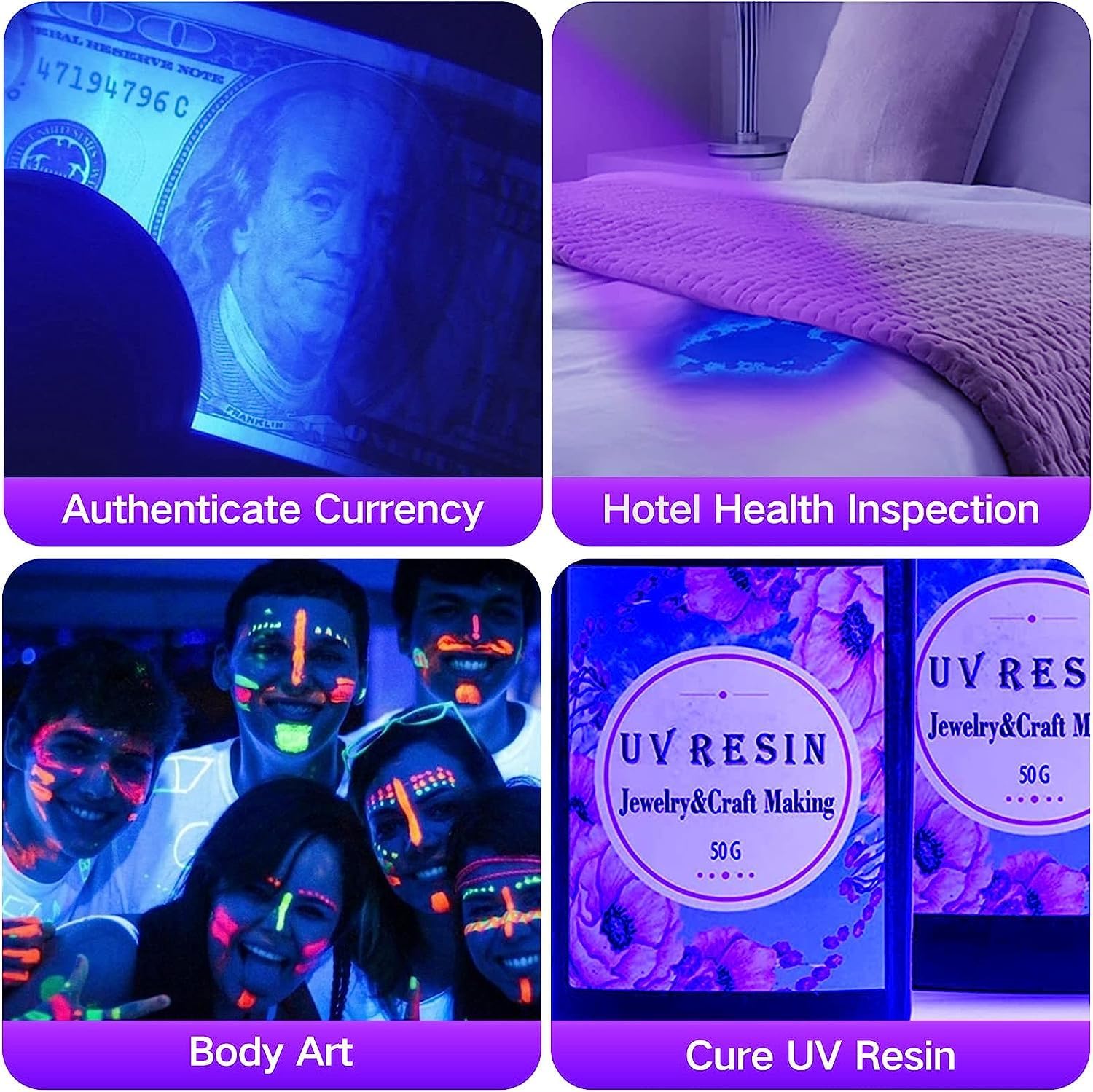ASTRA Linterna UV de luz negra, 51 LED Blacklight Detector de orina de mascotas para orina de perro y gato, manchas secas, chinches de cama, a juego