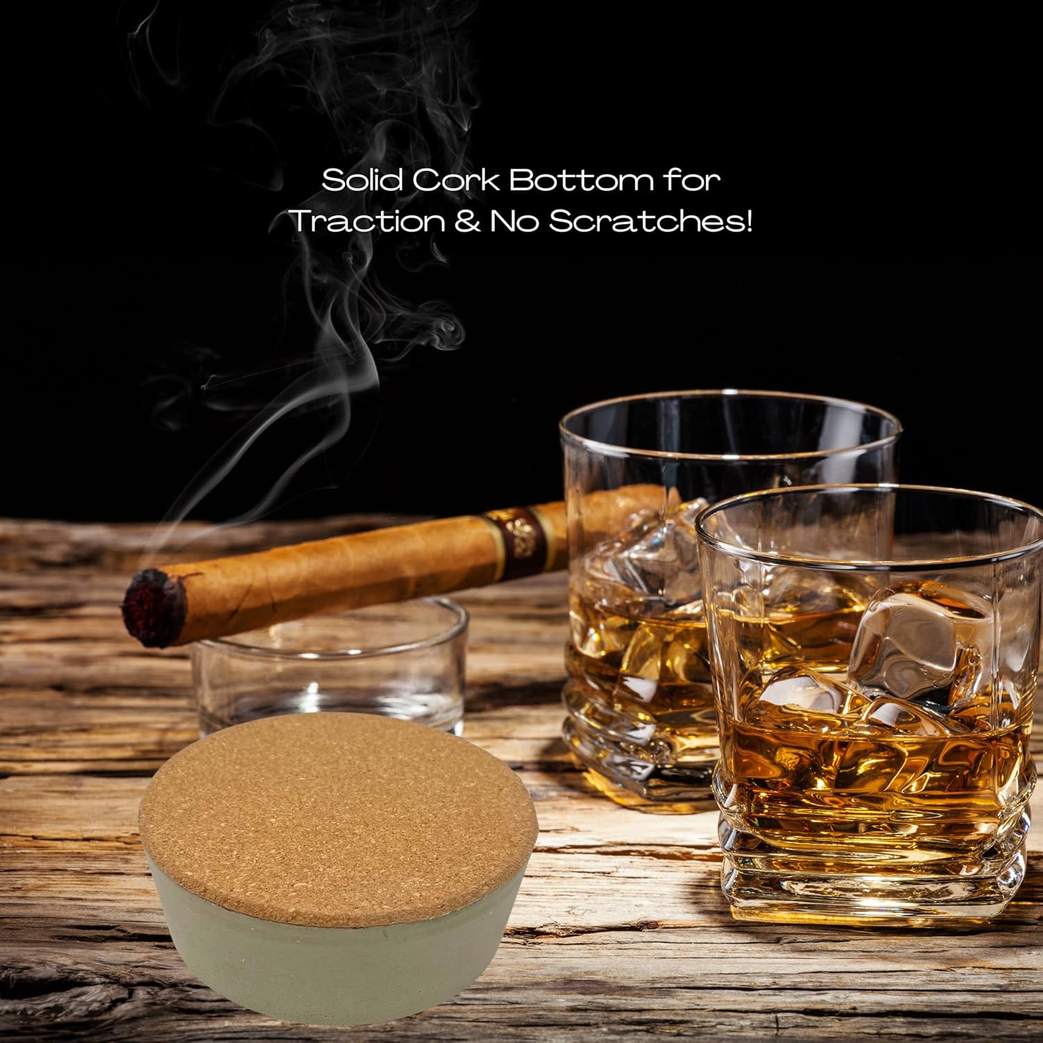 Soporte y enfriador de vidrio de whisky de hormigón gris – Accesorios de barra de bourbon o whisky – Tienda en el congelador para mantener el whisky