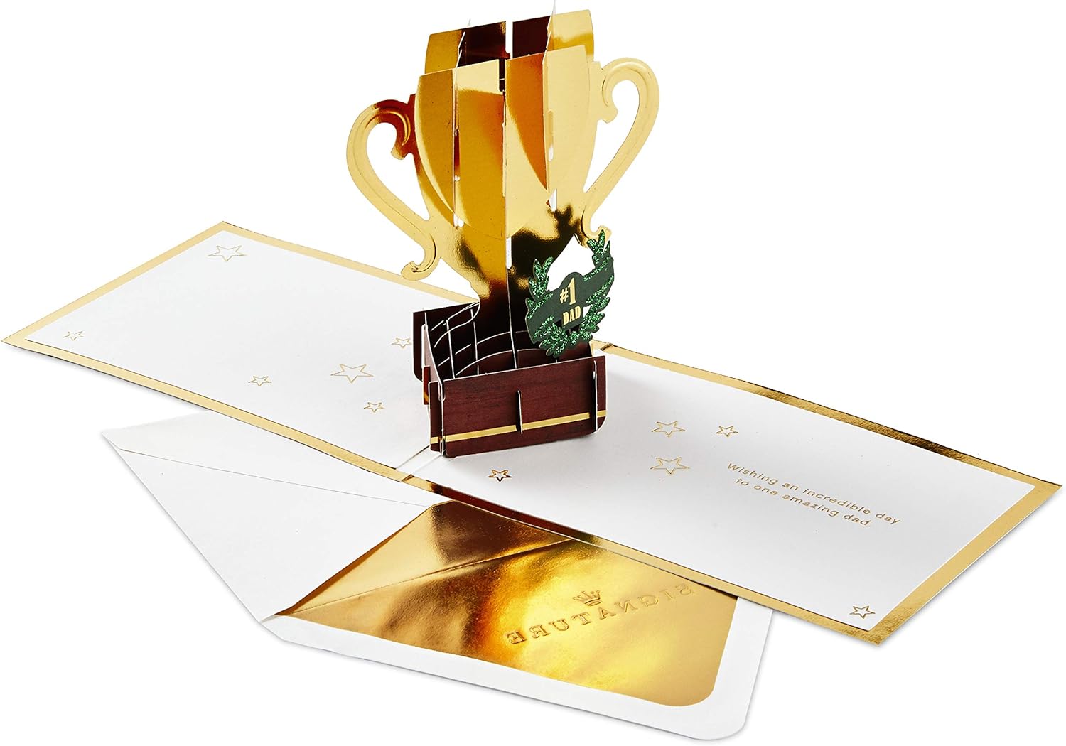 Hallmark Signature Paper Wonder – Tarjeta desplegable para el día del padre (#1 Trofeo para papá)