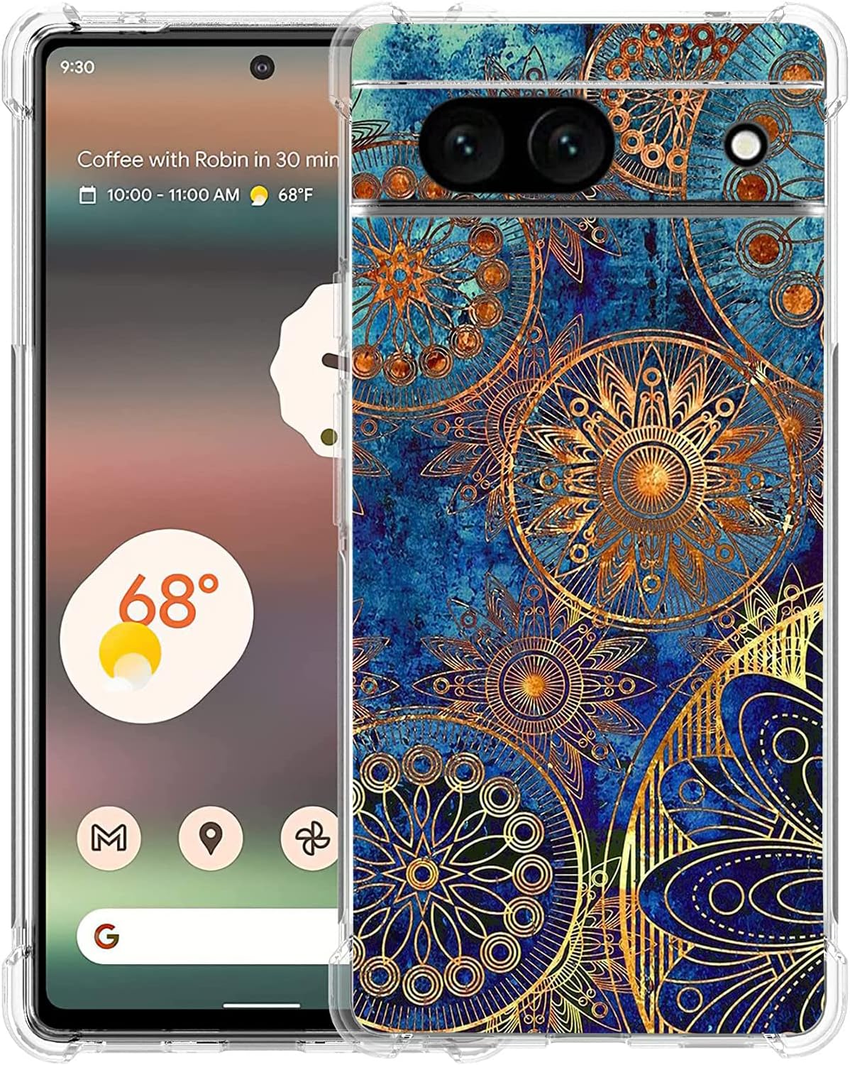 Funda para Google Pixel 7a, magníficos colores círculo Manala protección contra caídas caso TPU cuerpo completo protector resistente a los arañazos