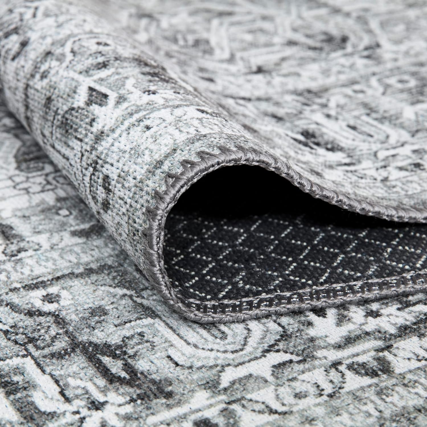 Bloom Rugs Camino de medallón tradicional lavable antideslizante de 10 pies  griscarbón para entrada, pasillo, baño y cocina, tamaño exacto 2.5 x 10