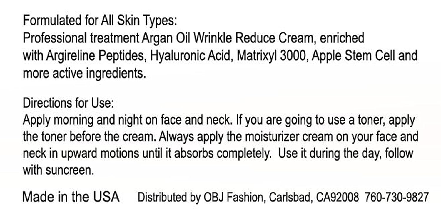 DNA CODE- Organic Argan Oil DayNight Wrinke Reduce Cream, wArgireline, M3000, Apple Stem Cell, Hyaluronic Acid