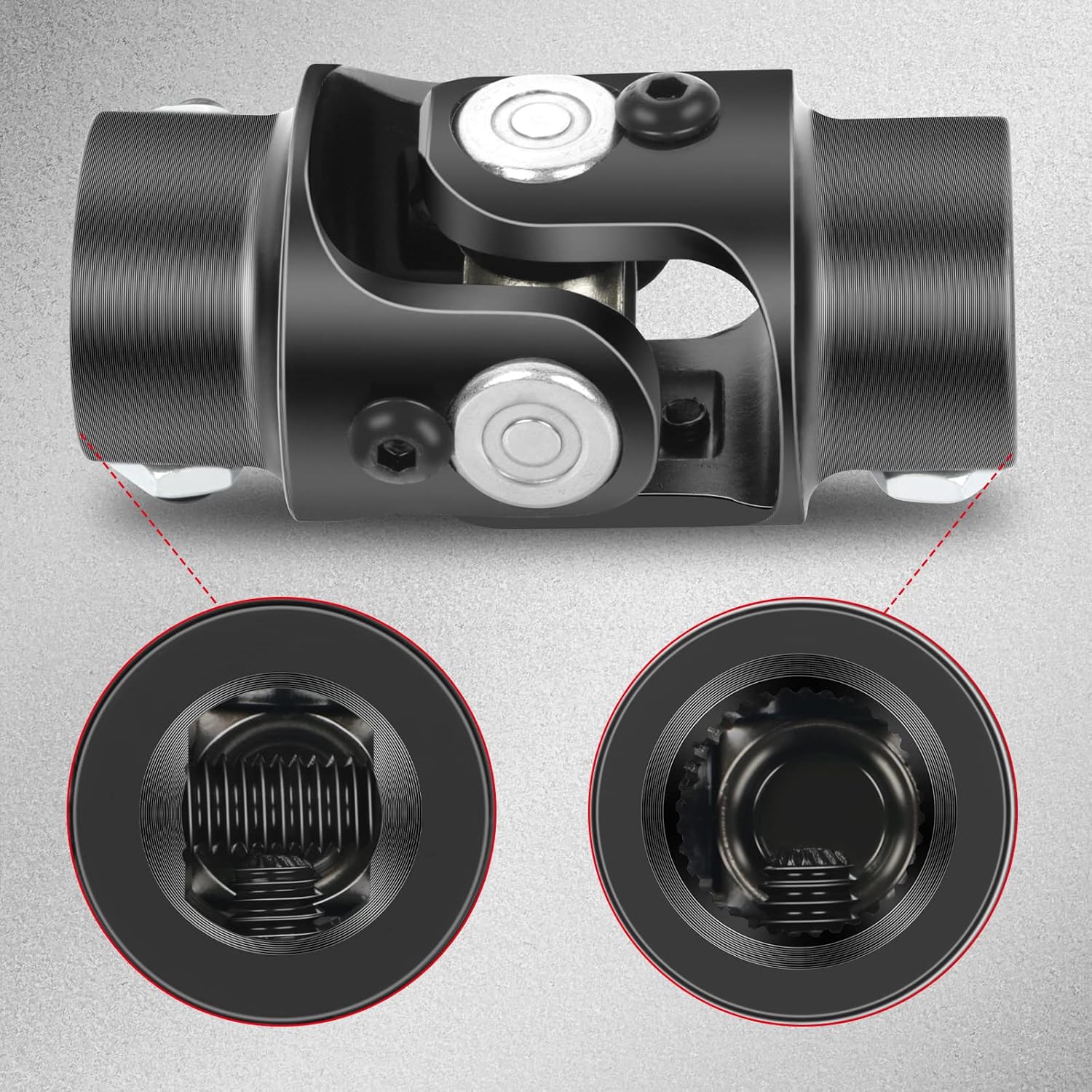 CCIYU Solo eje de dirección negro 34-36 Spline X 34 DD Juntas universales U-Joint