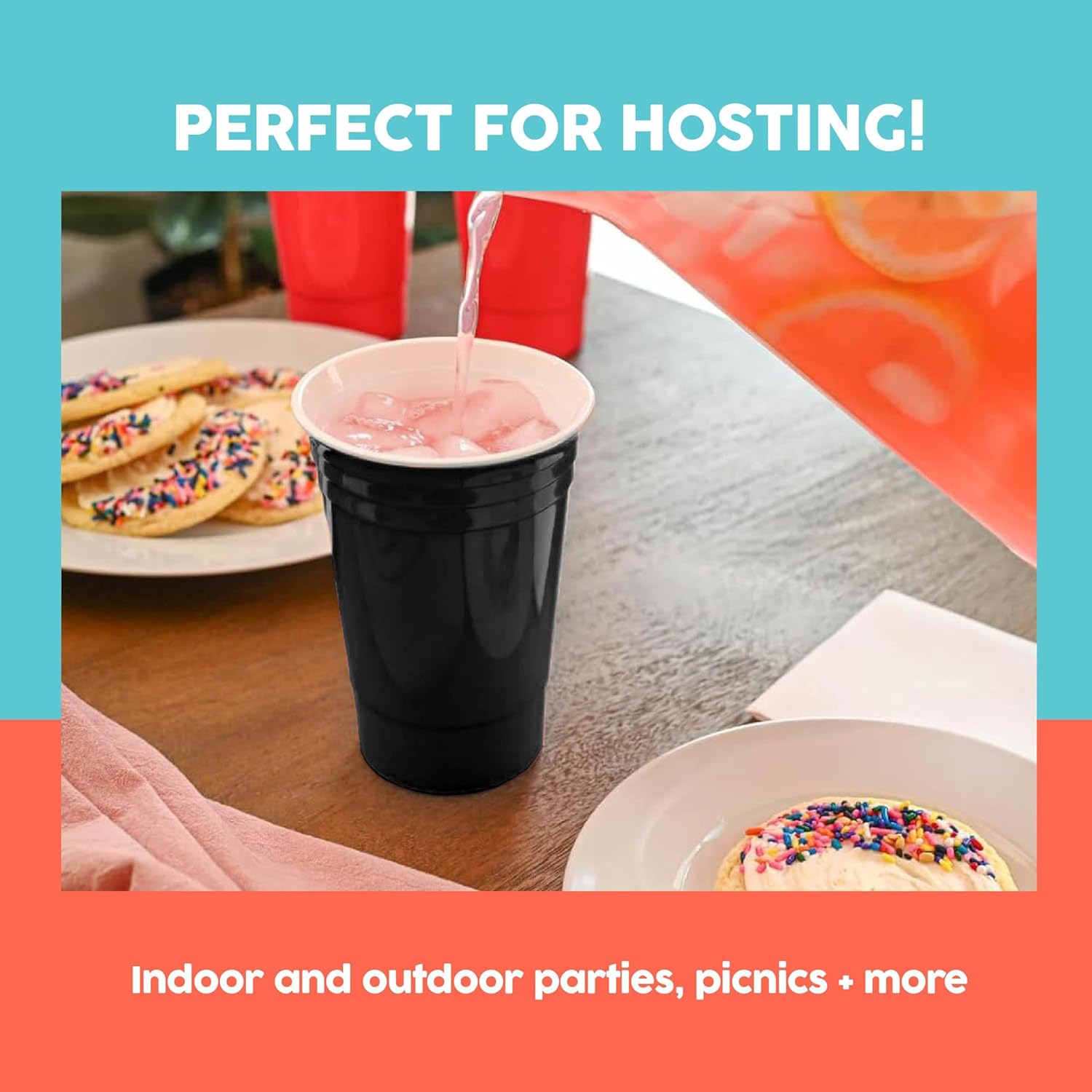 Sili Wraps Vasos de plástico de doble pared para fiesta de Halloween, fabricados en Estados Unidos, paquete de 12, vasos de 16 onzas, aislados,