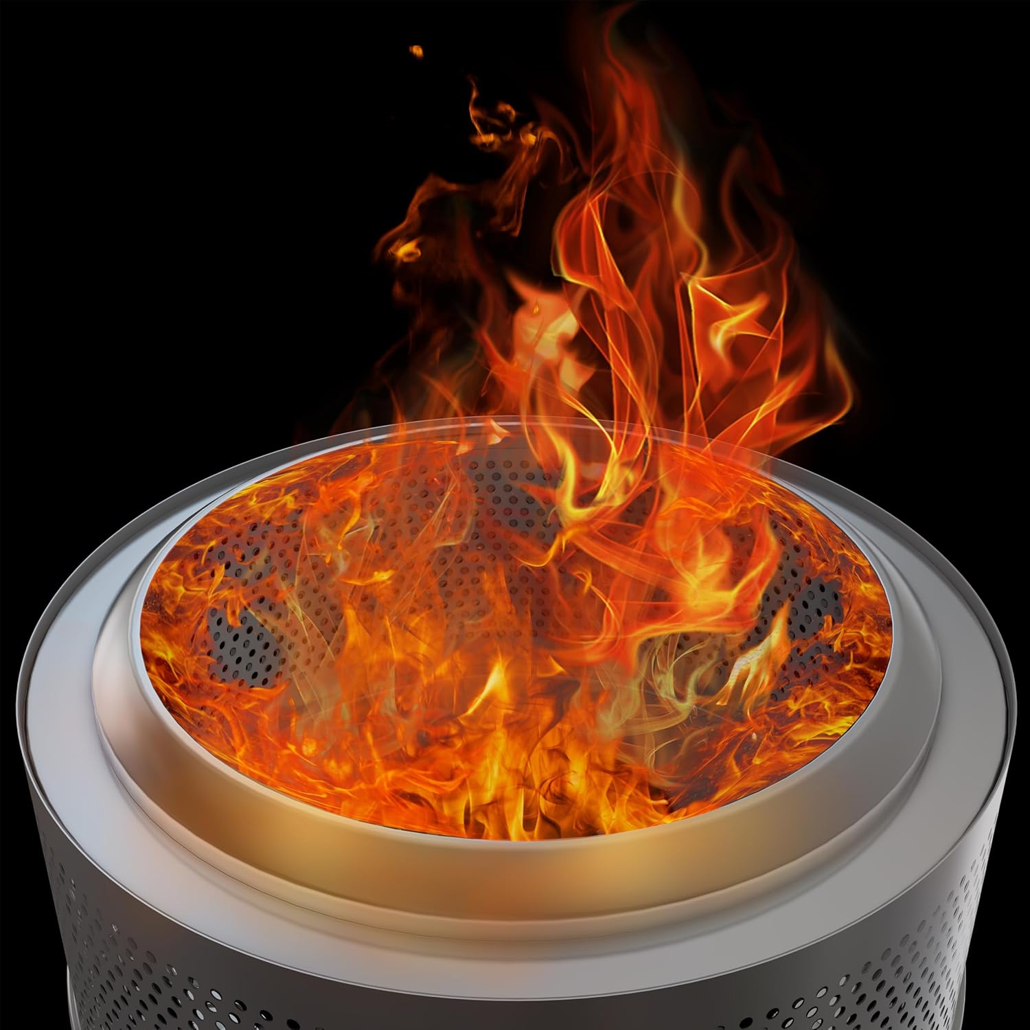 Fogata sin humo para patio exterior, chimeneas de madera de acero inoxidable de 20 pulgadas con cenicero extraíble, bolsa de almacenamiento portátil