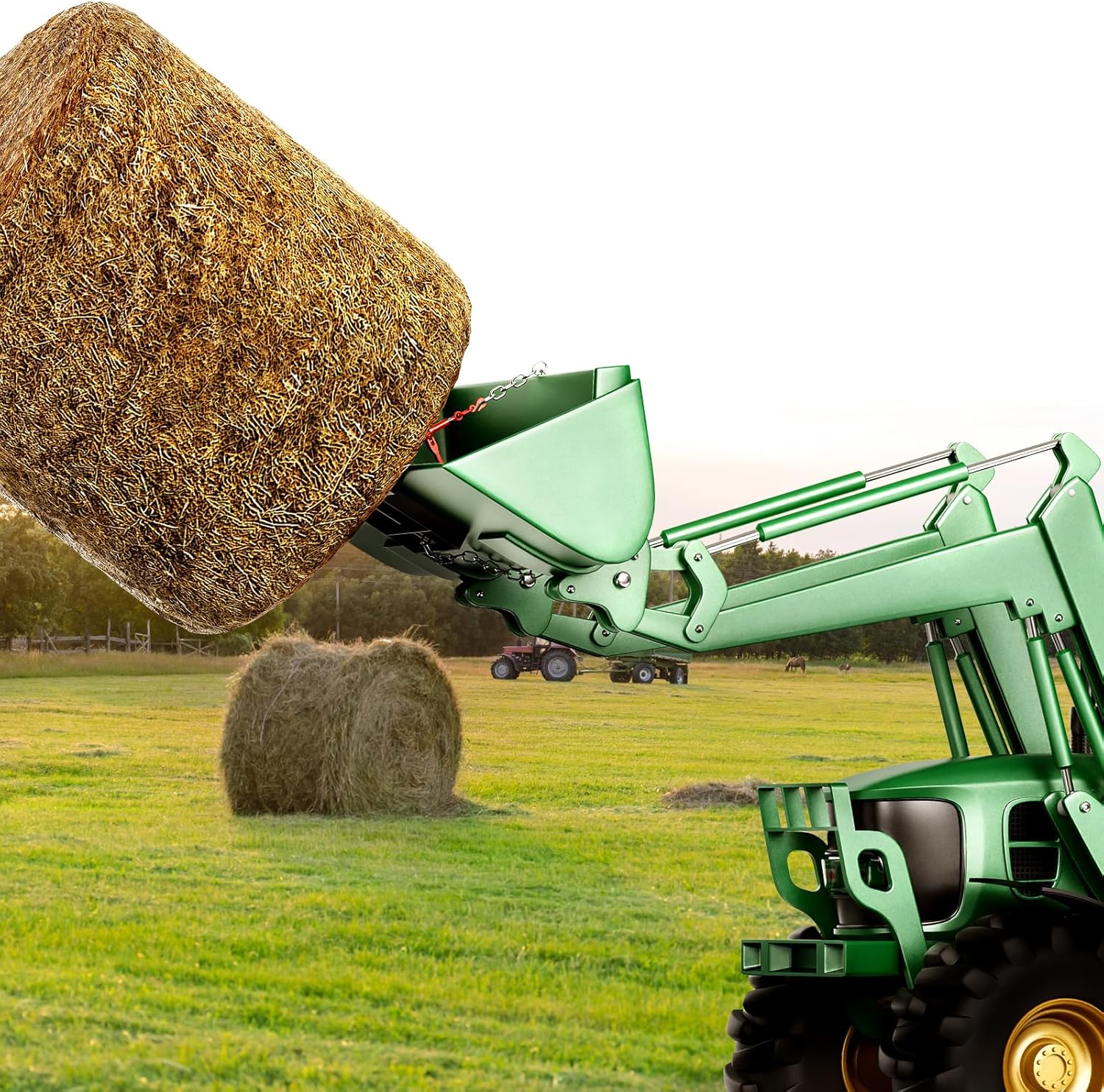 VEVOR Lanza de heno de 39 pulgadas, lanzas de bala con capacidad de carga de 1600 libras, accesorio de cubo de tractor con 2 lanzas estabilizadoras