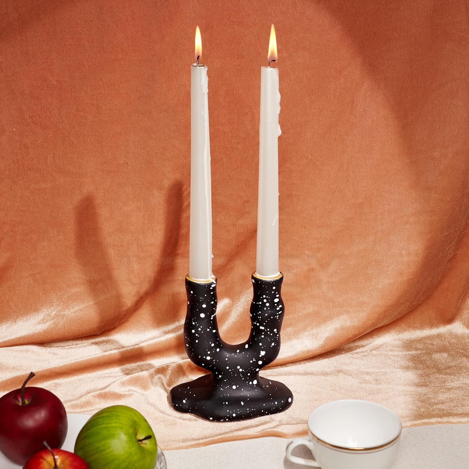 Regalo para ellanovia, portavelas moderno, 5.3 pulgadas de alto, elegante para decoración del hogar, centro de mesa, boda, aniversario, fiesta, negro