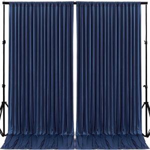 Paneles de cortinas tipo telón de color azul marino de 10 x 10 pies para fiestas, sin arrugas, tela para decoración de bodas, baby shower, Paneles de cortinas tipo telón de color azul marino de 10 x 10 pies para fiestas, sin arrugas, tela para decoración de bodas, baby shower,