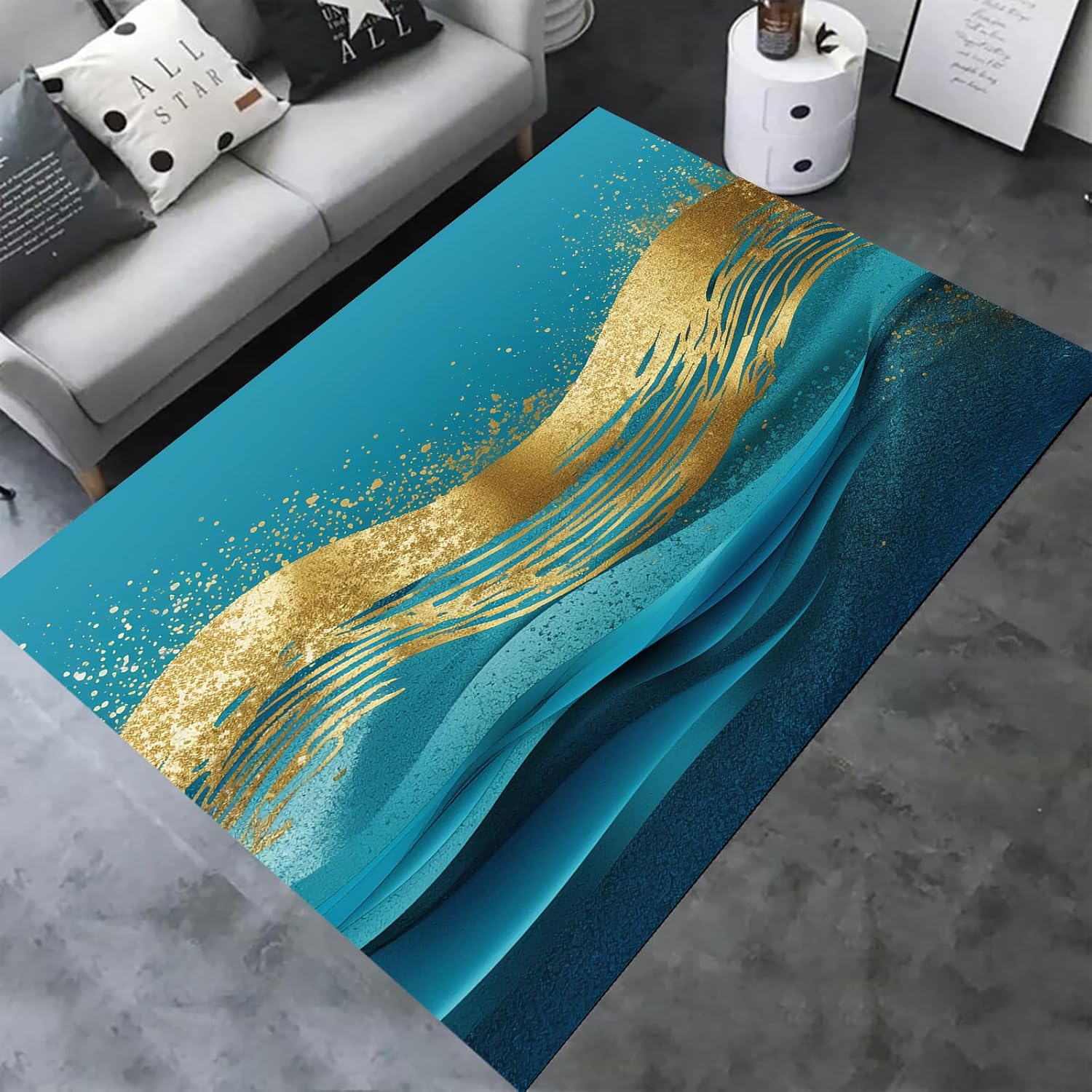 AANVII Geometric Abstract Art Area Rug Indoor Print Carpet Non Slip Kitchen Living Room Bedroom Dining Room