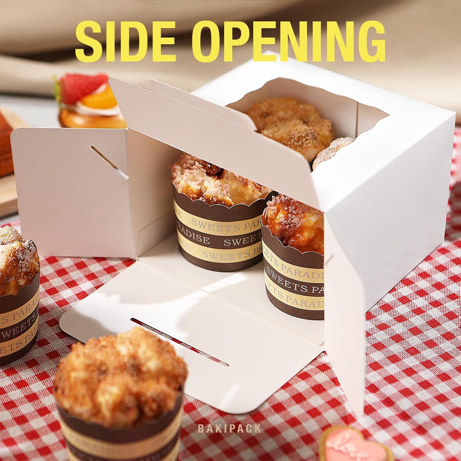 25 cajas blancas de panadería con ventana, cajas de galletas de 6 x 6 x 4 pulgadas, cajas pequeñas para pasteles con ventana, cajas de golosinas