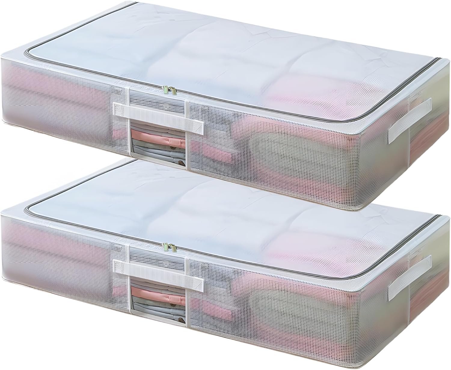 Contenedores de almacenamiento para debajo de la cama, paquete de 2, 30 litros de almacenamiento de ropa debajo de la cama con soporte interno