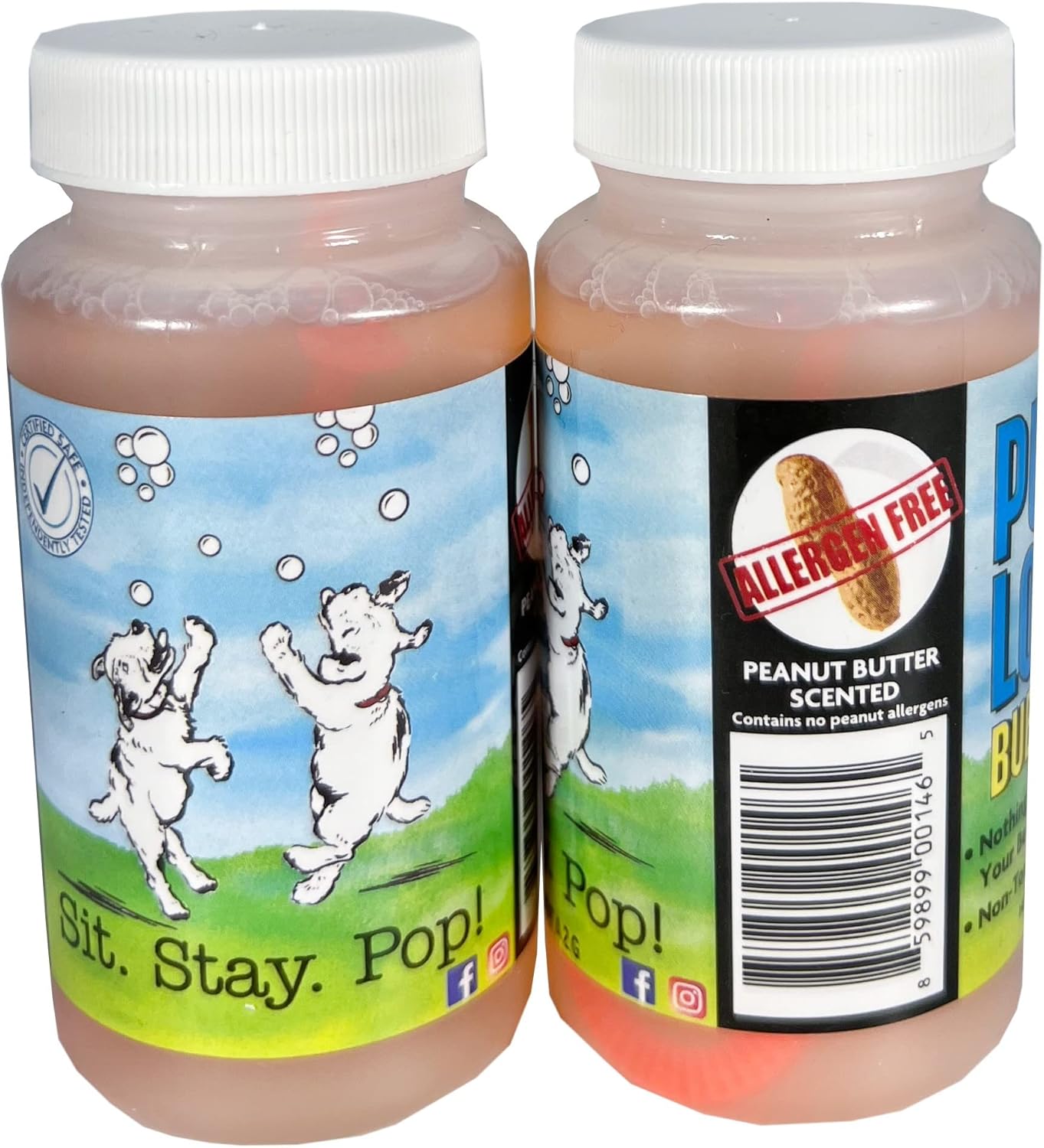 Puppy Love Bubbles, burbujas perfumadas de mantequilla de maní de 4 onzas, paquete de 2 botellas con sabor a mantequilla de maní para perros
