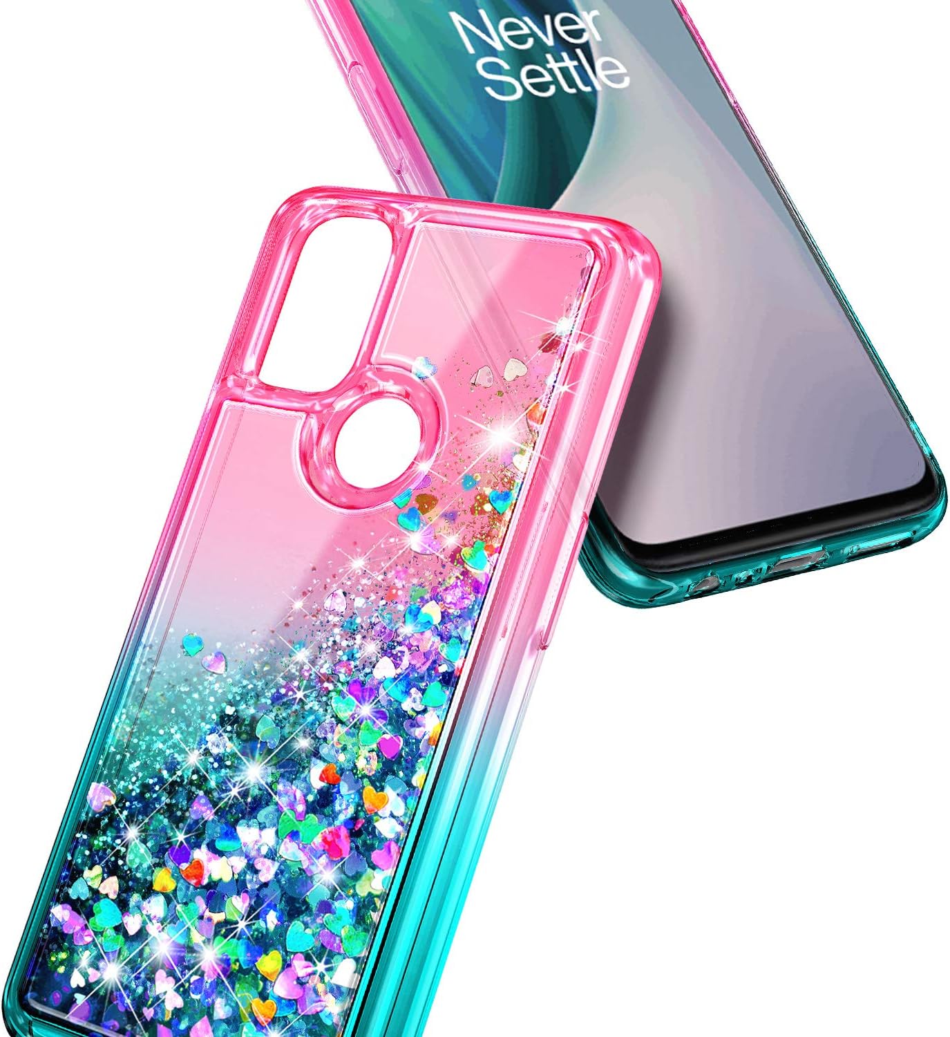 NZND Funda para OnePlus Nord N10 5G con protector de pantalla de vidrio templado (cobertura completa), bonita funda para teléfono para mujeres y