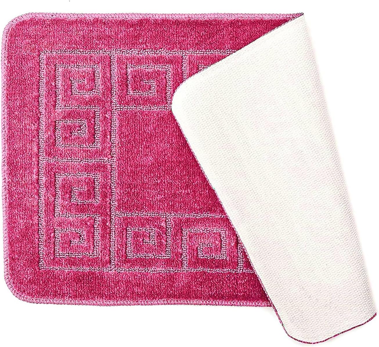 Home Must Haves Juego de baño de 3 piezas con patrón de retazos rosa rosa (18 x 29 pulgadas), tapete de contorno grande (18 x 19 pulgadas), cubierta