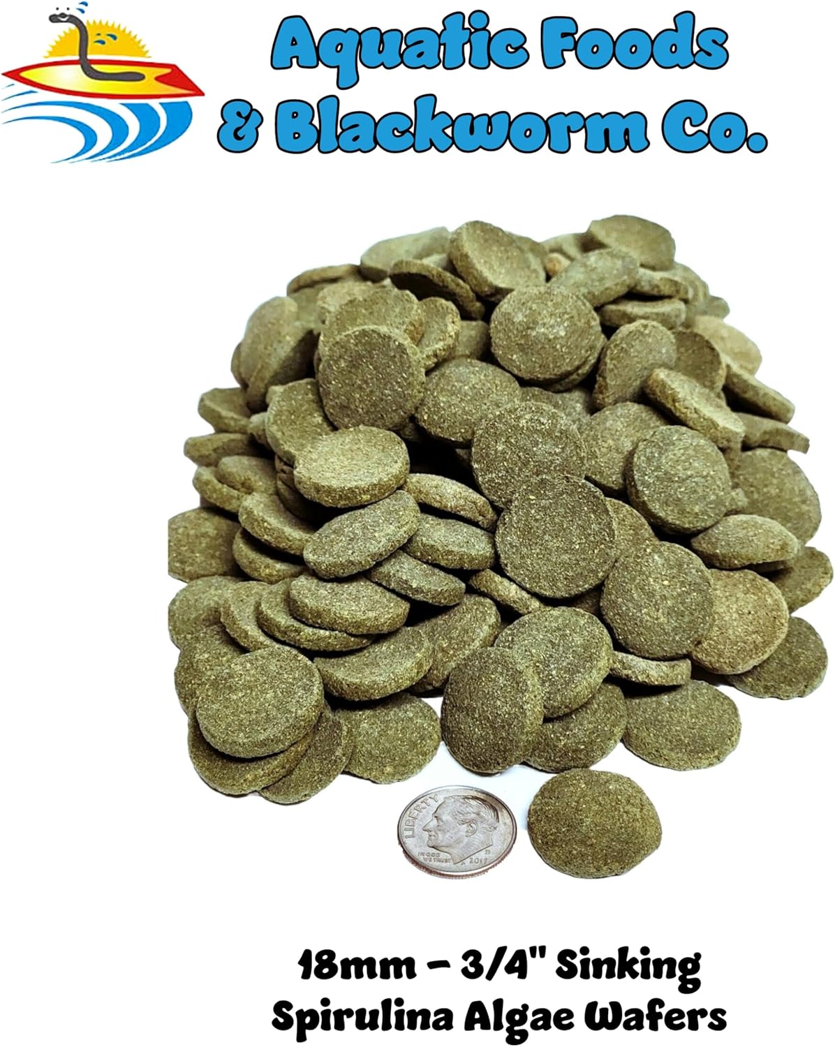 Aquatic Foods Inc. Hundimiento de 0.709 in – 34″ obleas de espirulina, algas, para peces de fondo, plecos, camarones, caracoles, cangrejos de río,