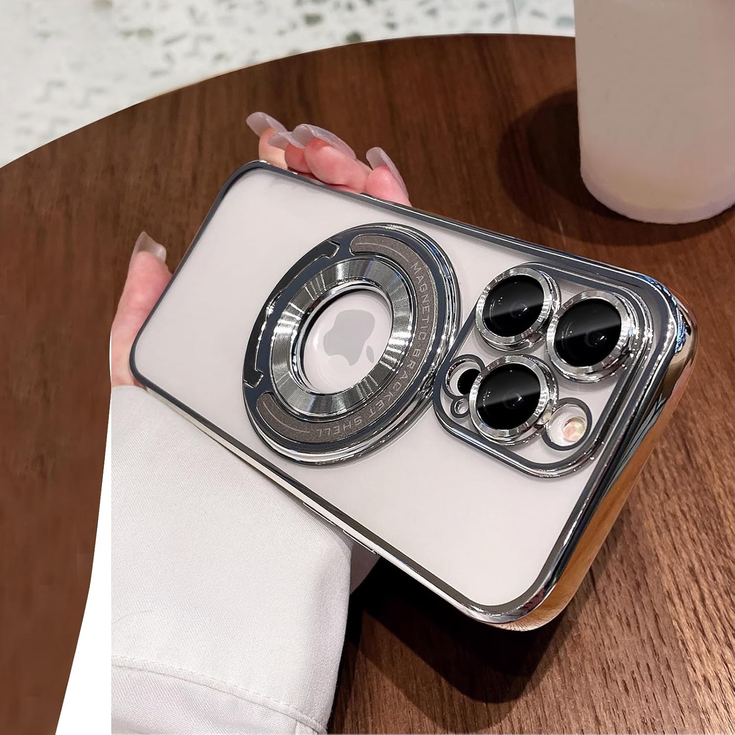 Uioeua – Funda magnética transparente compatible con iPhone 13 Pro Max, soporte transparente de lujo, funda MagSafe con protector completo de lente