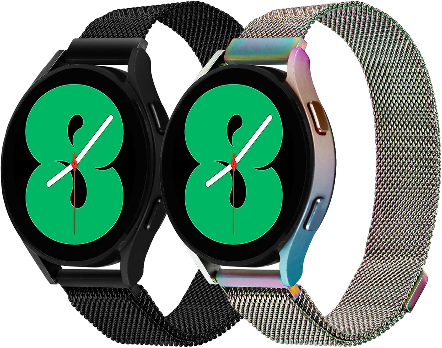 Dniieo Paquete de 2 correas compatibles con Samsung Galaxy Watch 6 5 4 de 1.575 pulgadas, 1.732 pulgadas, 0.772 pulgadas, correa milanesa para