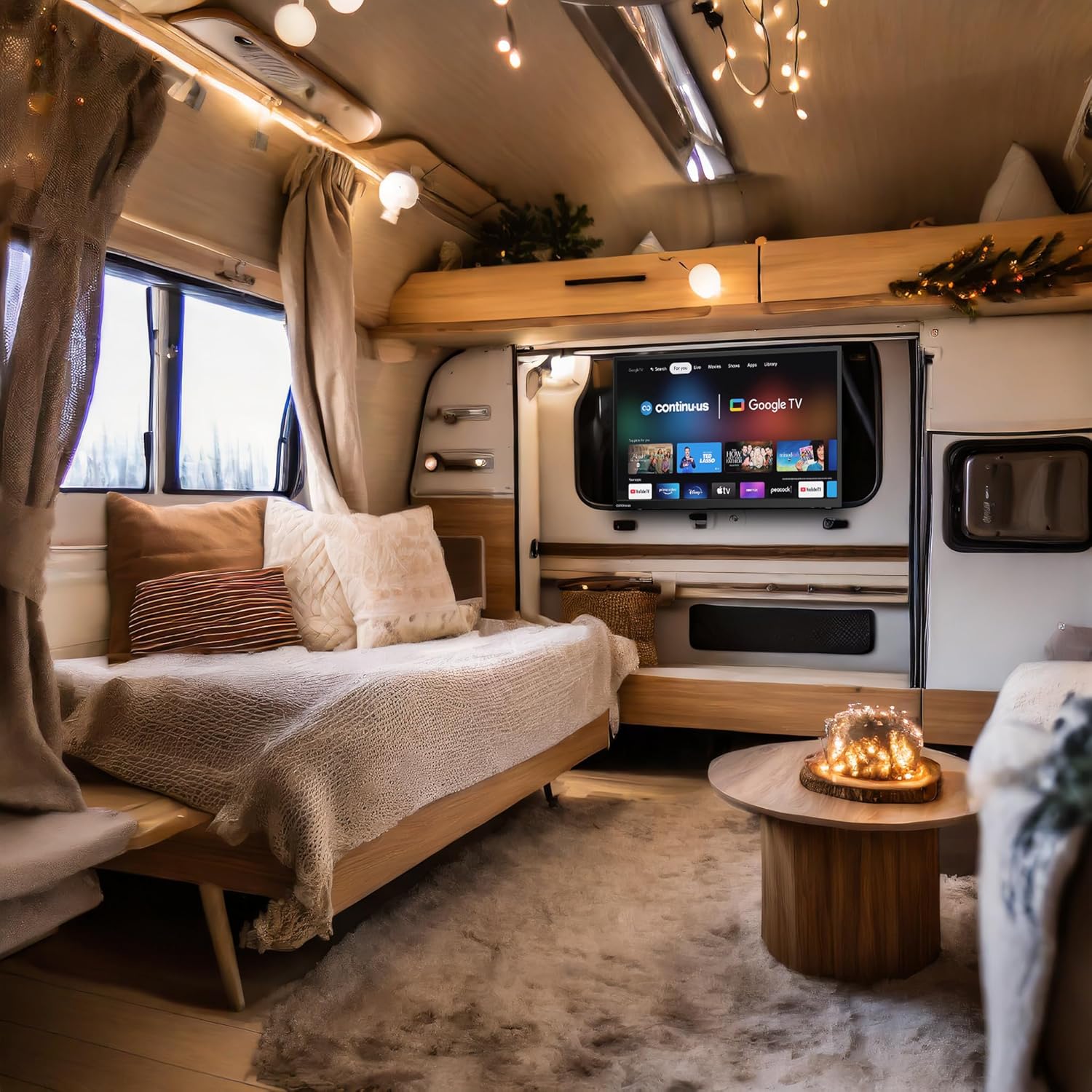 Continu.us – Televisión inteligente de 12 V RV de 24 pulgadas  720p Android Google 12 Volt TV con Google Assistant, Chromecast y aplicaciones de