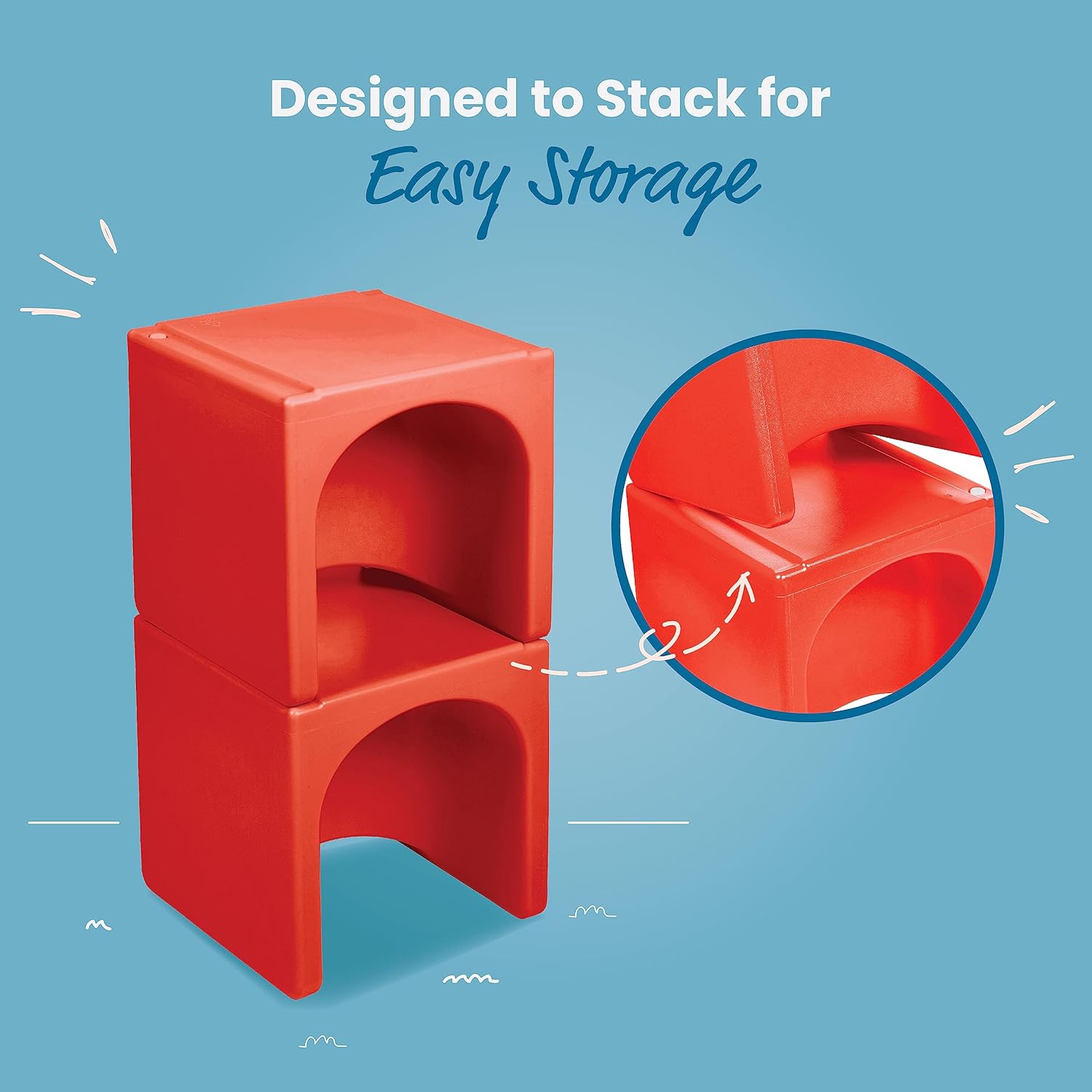 ECR4Kids Tri-Me 3 en 1 silla cubo, muebles para niños, rojo
