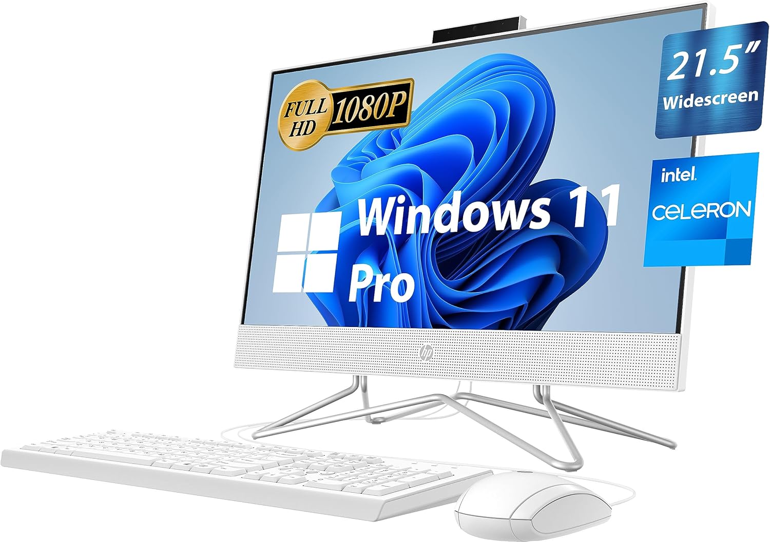 HP Escritorio todo en uno 2023, 21.5 pulgadas FHD, Intel Dual-Core Celeron J4025 2GHz, 16GB DDR4, 1TB PCIe SSD, RJ-45, cámara web, HDMI, lector de