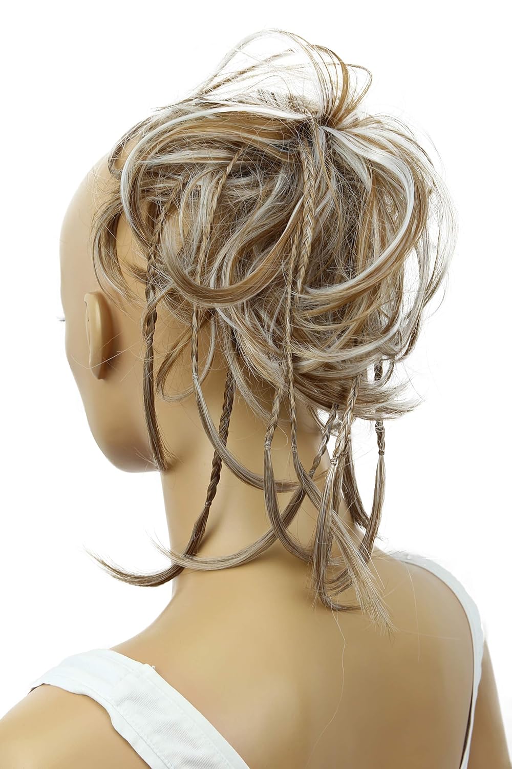 CAISHA Prettyshop – Banda elástica grande XXL tipo postizo de cabello trenzado apenas ondulado, ideal para peinados recogidos o rodetes desaliñados,
