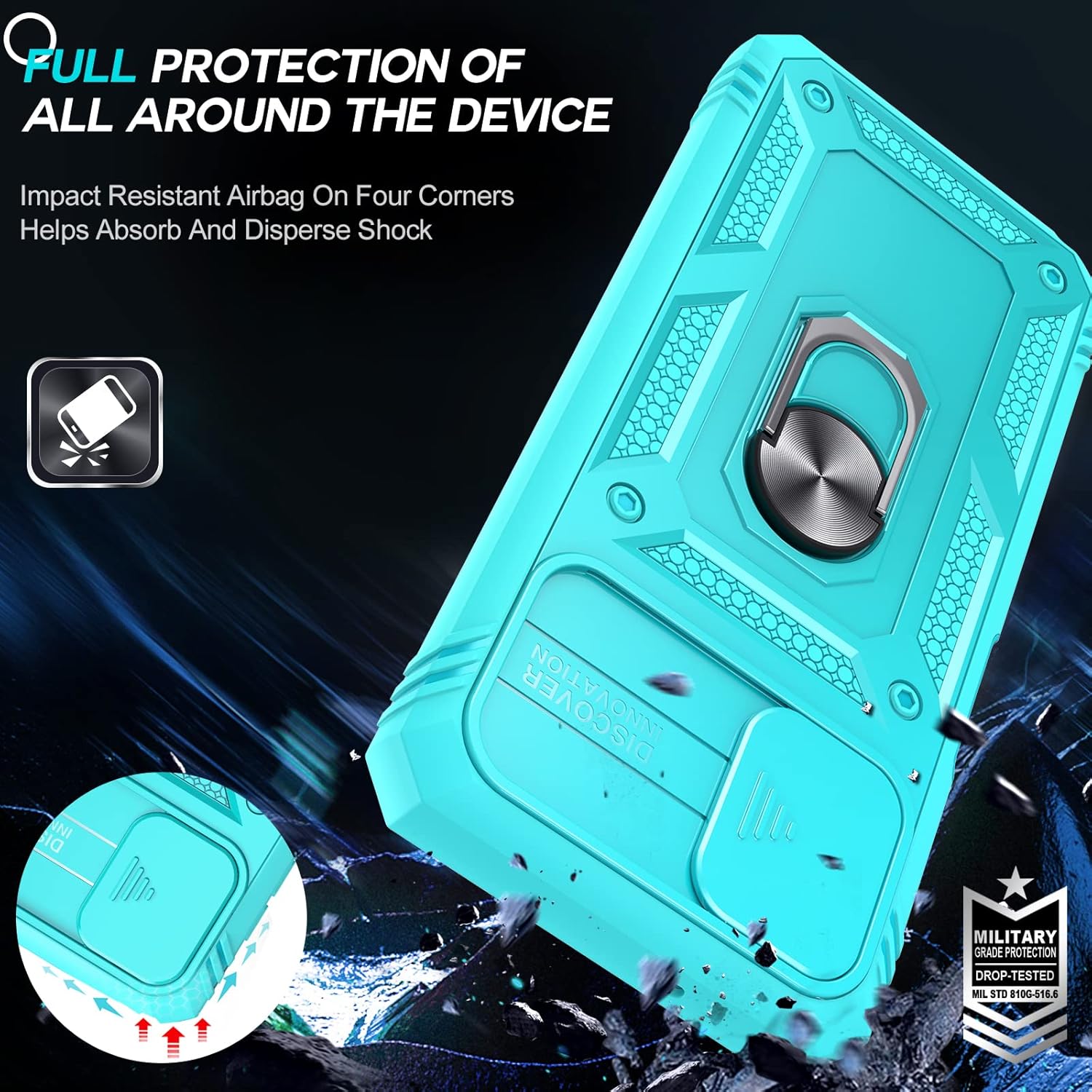 LeYi Funda para Moto G Stylus 2021 con funda deslizante para cámara + 2 unidades Protector de pantalla de vidrio templado, funda de grado militar