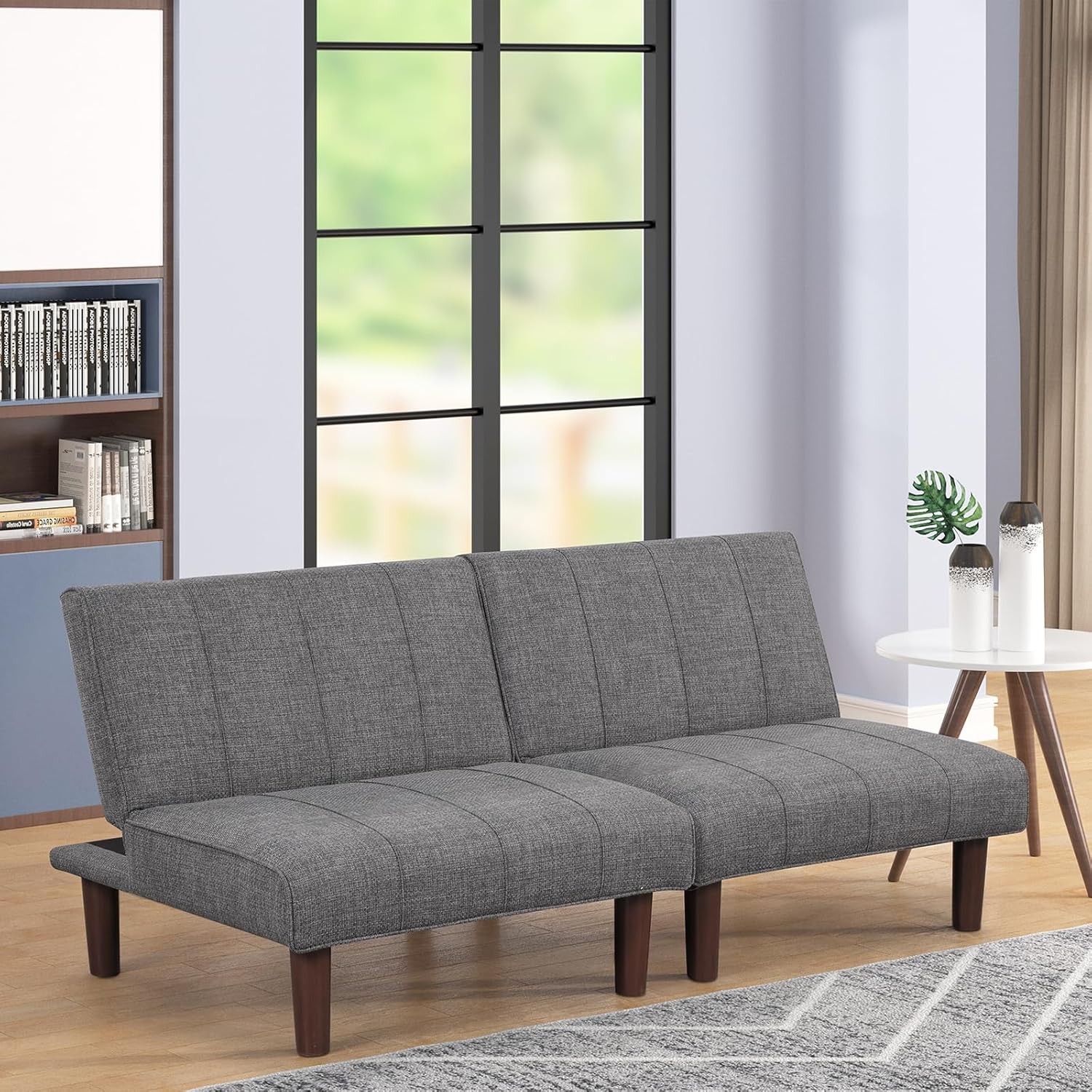 Sofá futón pequeño, silla futón convertible tapizada, moderna, sin brazos, cómodo, mini sofá para espacios pequeños, sala de estar, apartamento,