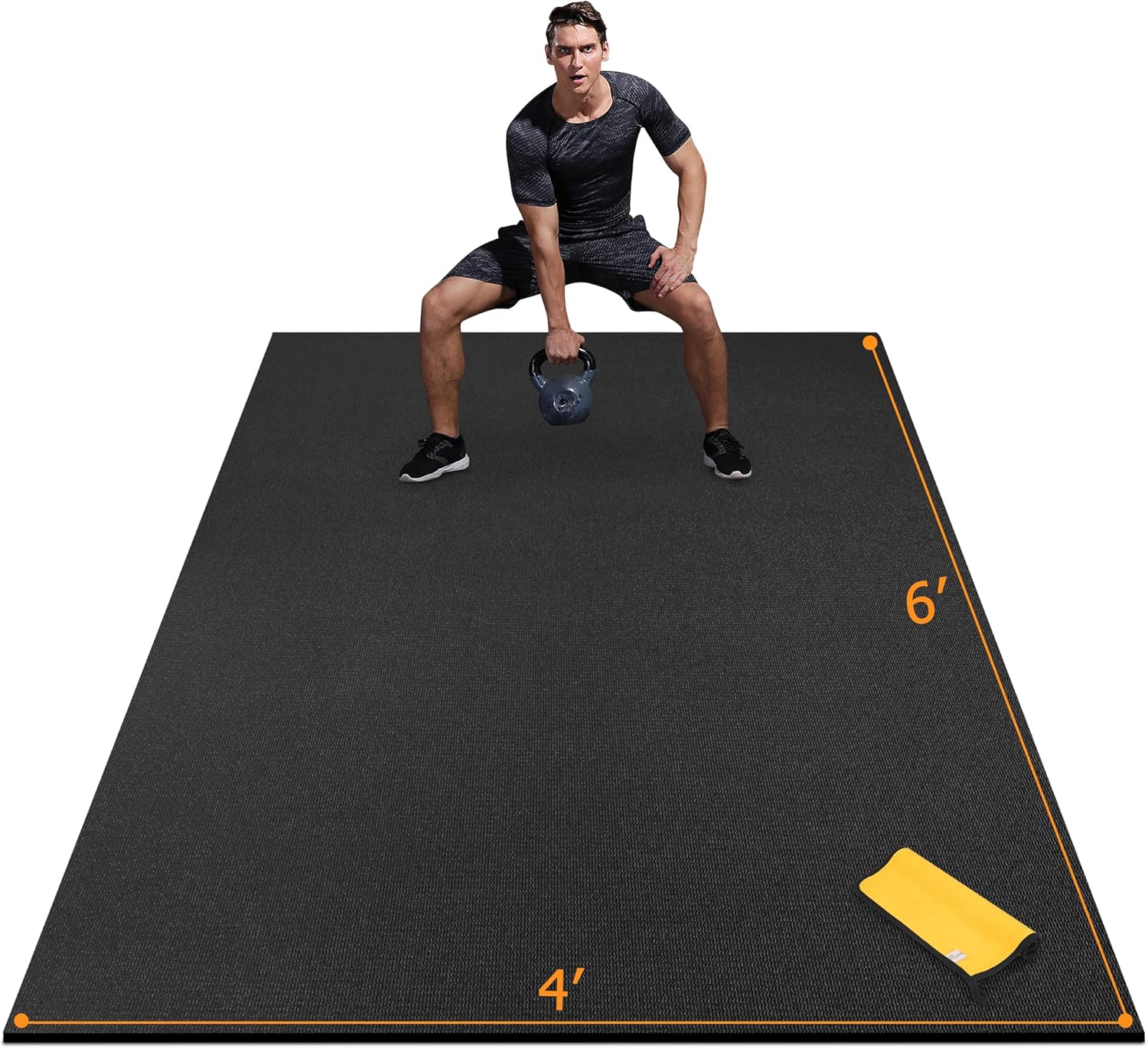 Large Exercise Mat for Home Workout – 6’x4’8’x6’10’x6’12’x6′(7mm) Ultra-Durable Workout Mat for Home Gym Flooring – High Density Gym Mat for Cardio,
