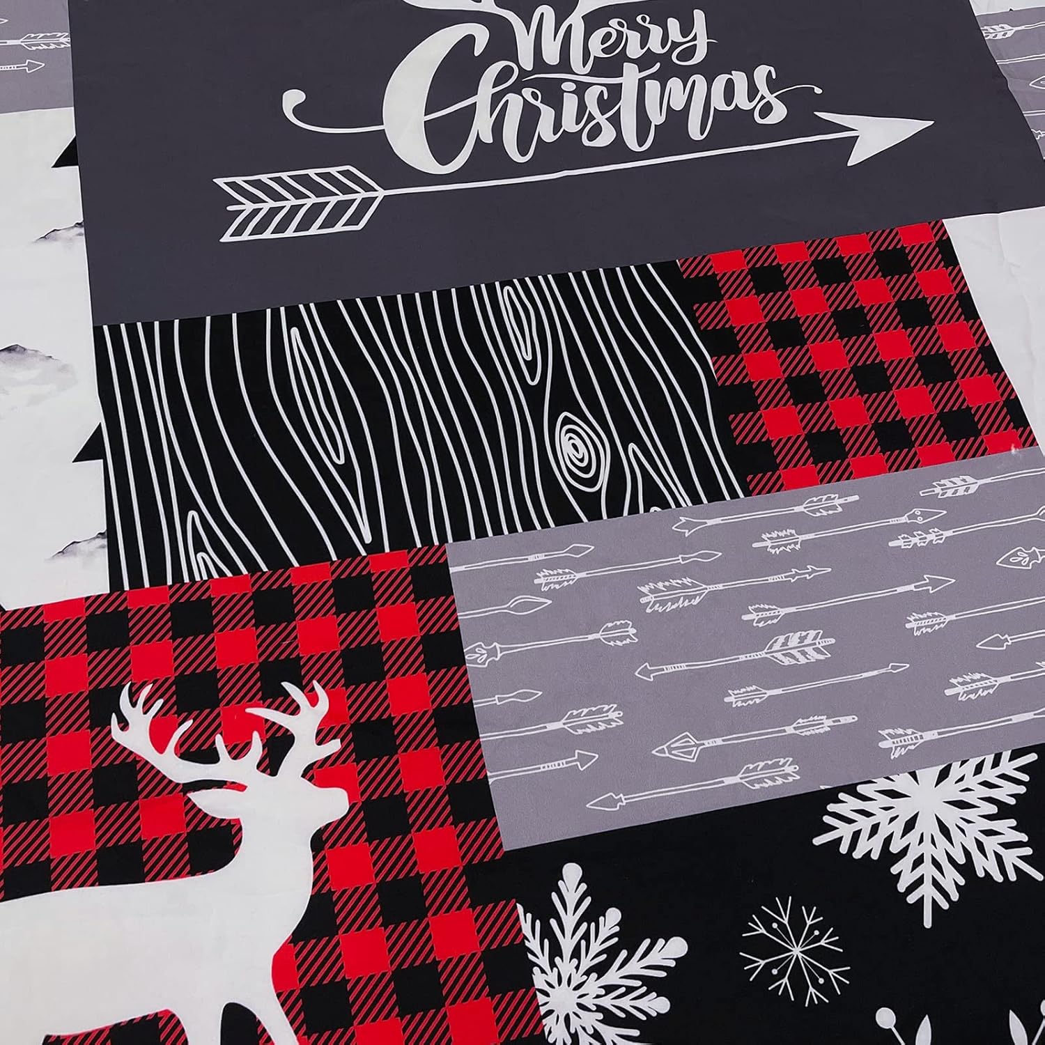 VENTIMI Juego de funda de edredón de Navidad, tamaño King, juego de ropa de cama de Navidad con estampado de ciervos y copos de nieve, 3 piezas (1