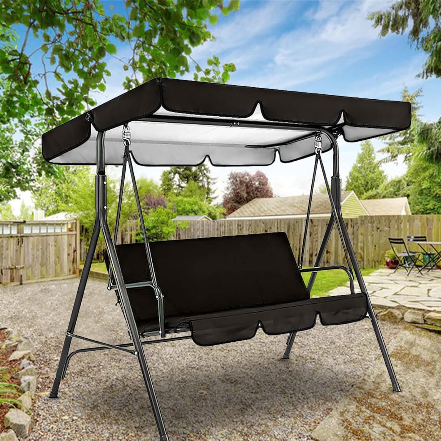 YUUAND Juego de toldo de poliéster con funda de cojín de asiento  Cubierta de toldo de poliéster impermeable con bloqueo UV para patio al aire