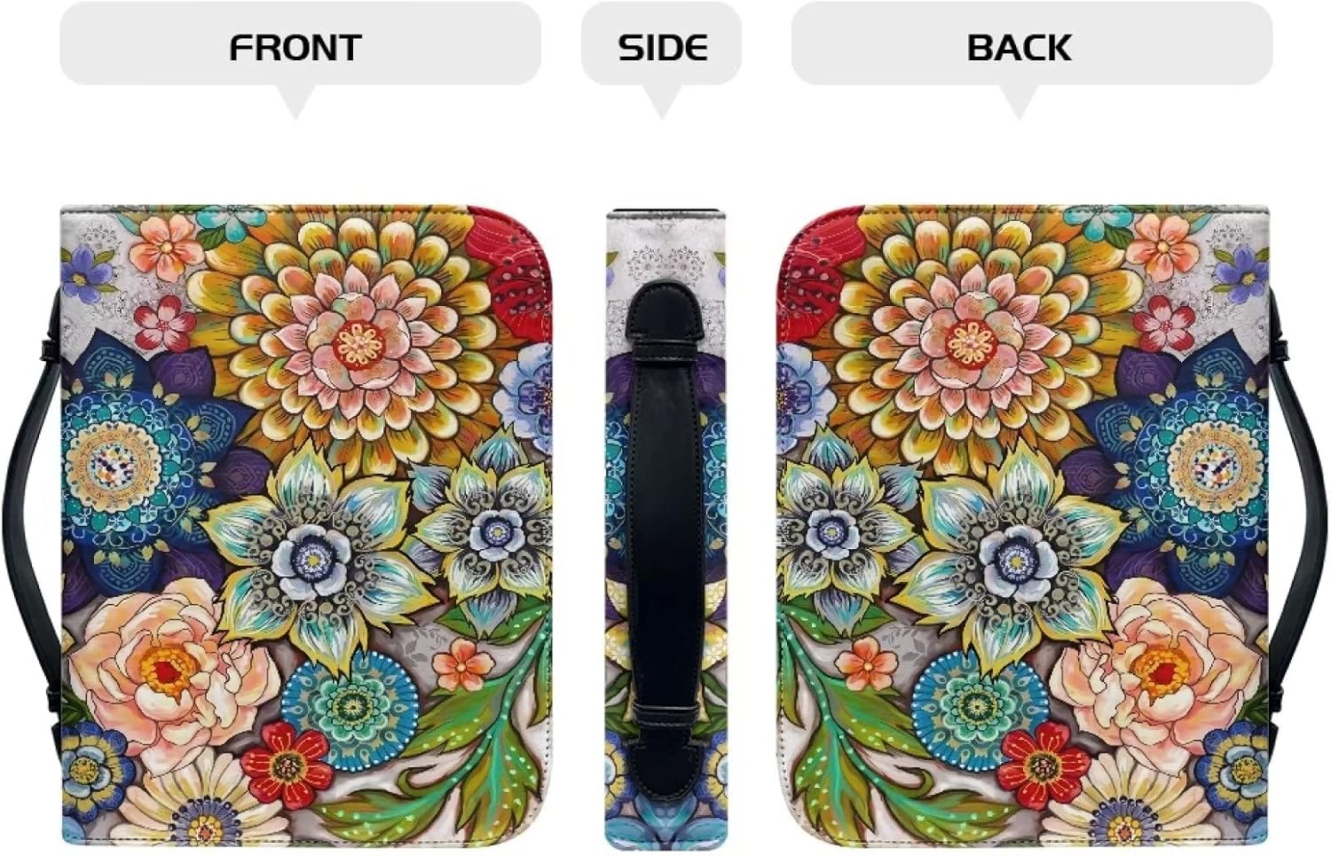 Showudesigns Funda de la Biblia de flores coloridas para mujer, fundas para la Biblia, bolsas ligeras con bolsillos de almacenamiento, ranuras para