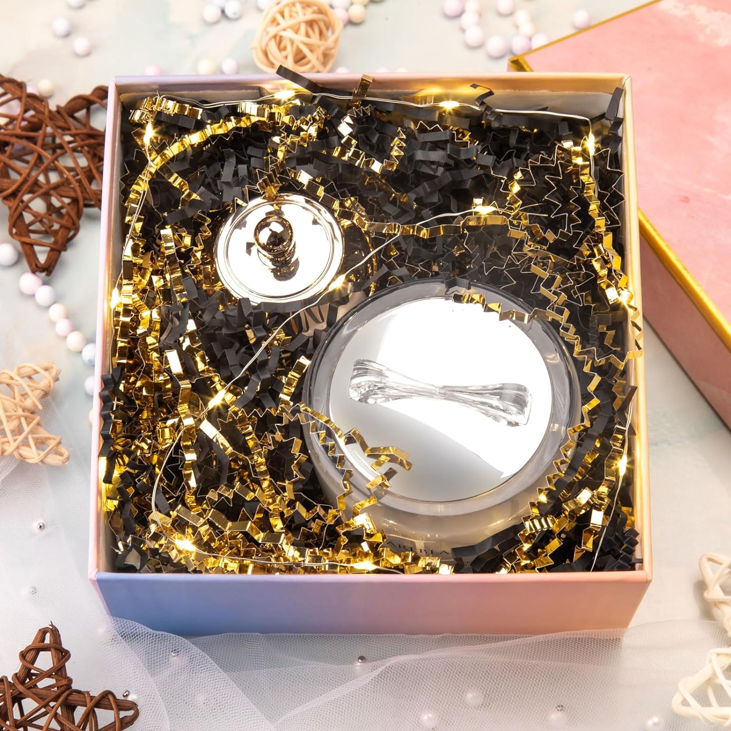 Caleihd Relleno de papel de corte arrugado de 5.3 onzas de papel metálico dorado y negro, cajas de regalo para envolver regalos y rellenar cestas
