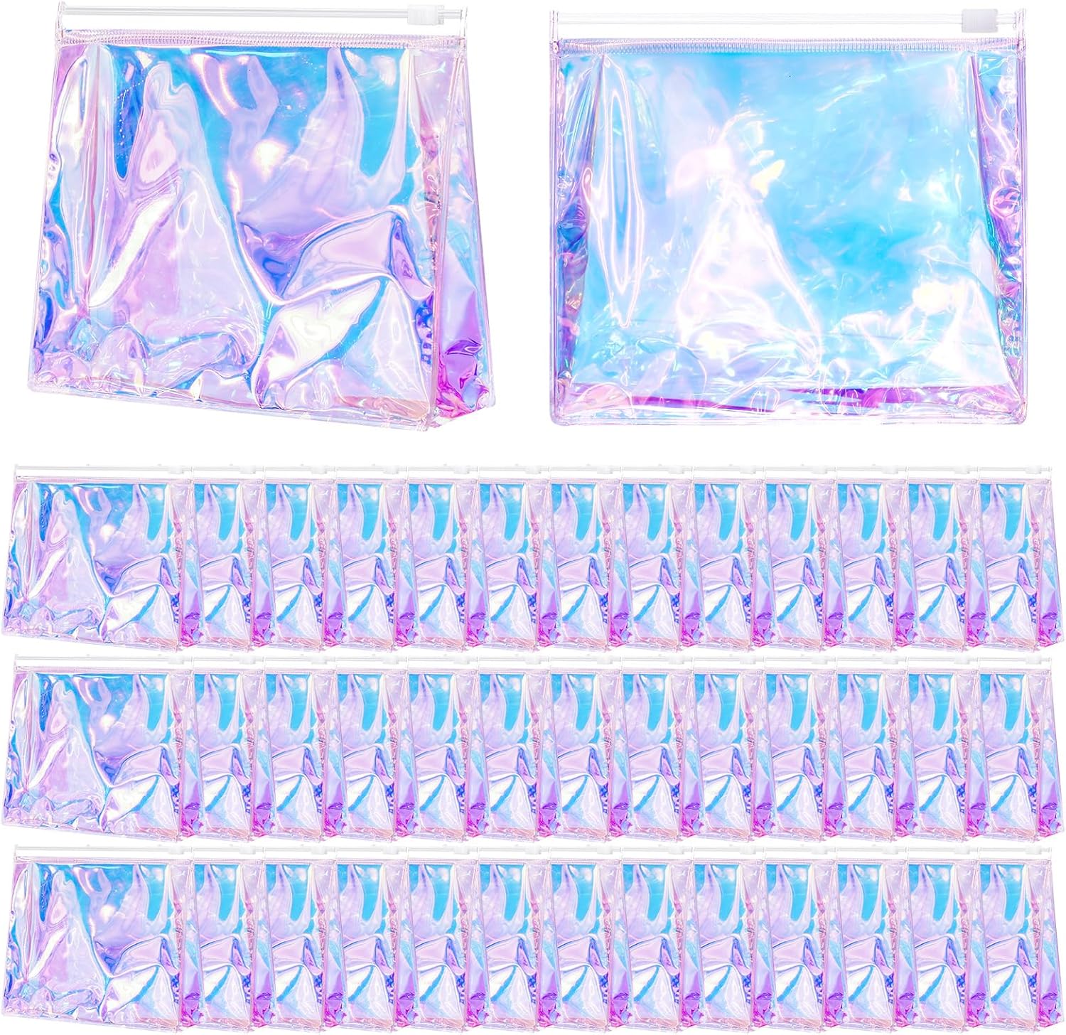 Xuniea 50 bolsas de maquillaje transparentes pequeñas de PVC, bolsa organizadora de cosméticos de plástico con cremallera para mujeres y hombres,