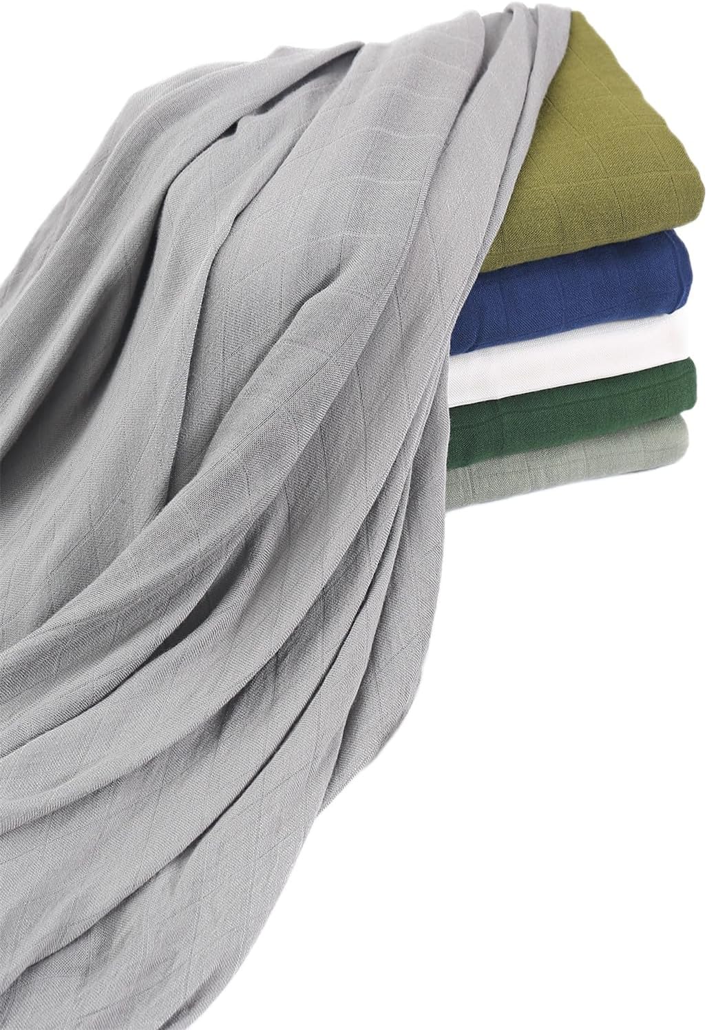 Muslin Swaddle Blanket, 100% Viscose Made from Bamboo Solid Dark Blue Unisex Swaddle Wrap, Soft Silky Muslin Swaddle Blankets Neutral Receiving