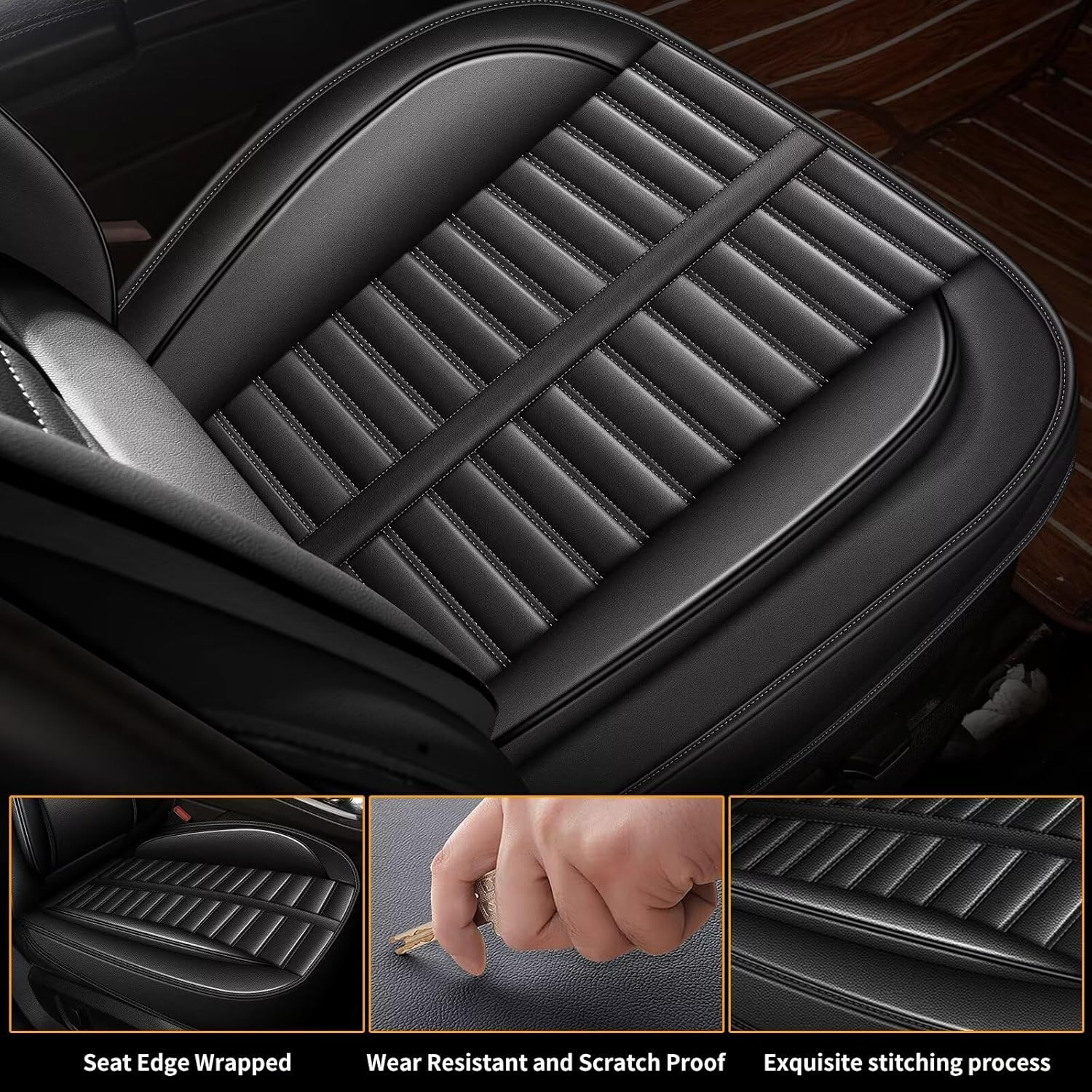 Fundas de asiento delantero de automóvil para Nissan Sentra 2008-2023, funda de asiento impermeable de piel sintética con compatible con bolsa de