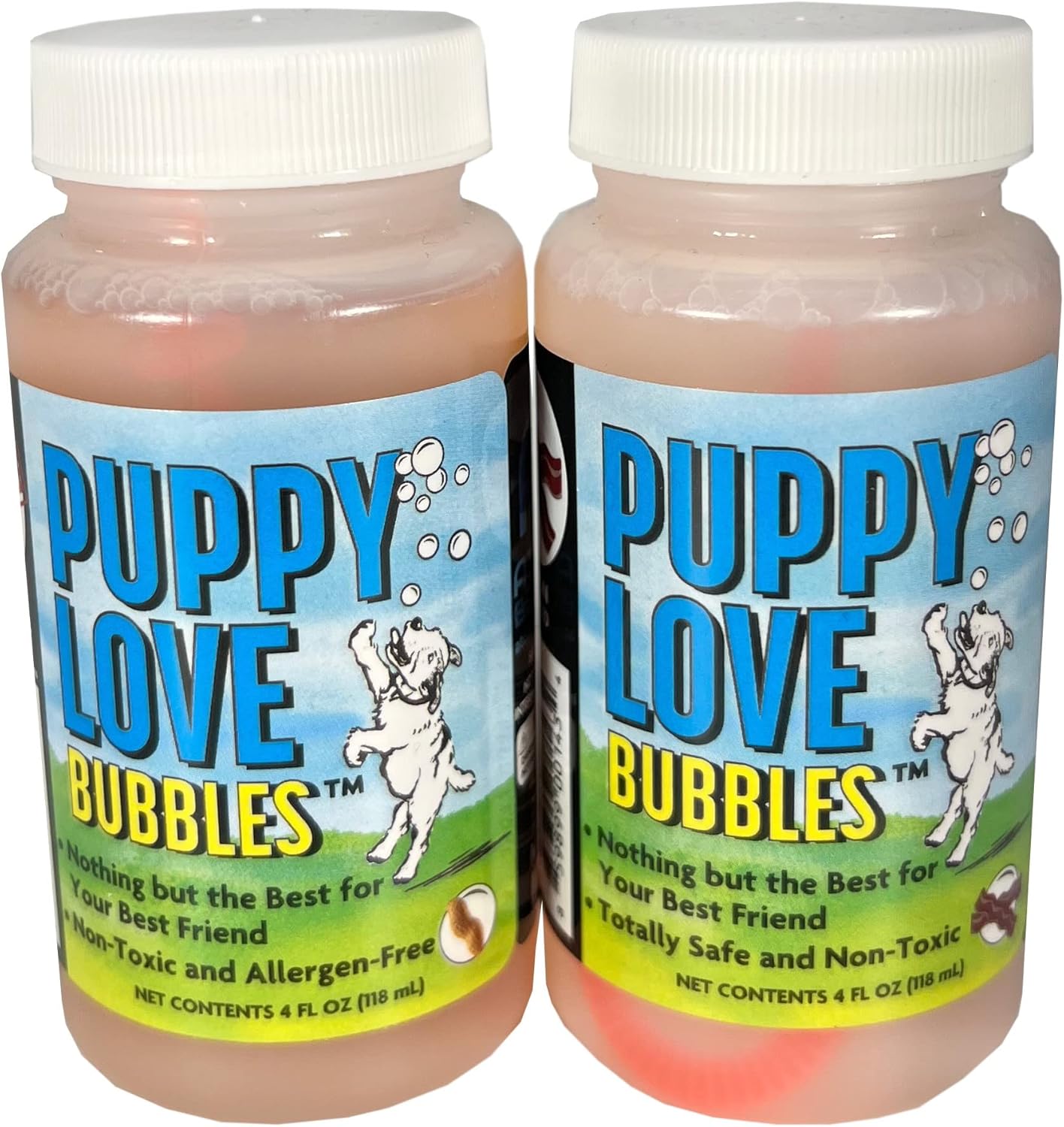 Puppy Love Bubbles, burbujas perfumadas de mantequilla de maní de 4 onzas, paquete de 2 botellas con sabor a mantequilla de maní para perros
