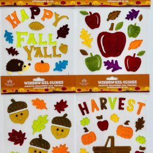 Calcomanías de ventana de otoño bellotas de otoño, cosecha, hojas de manzana, decoraciones de gel de Acción de Gracias para el hogar, oficina, Calcomanías de ventana de otoño bellotas de otoño, cosecha, hojas de manzana, decoraciones de gel de Acción de Gracias para el hogar, oficina,