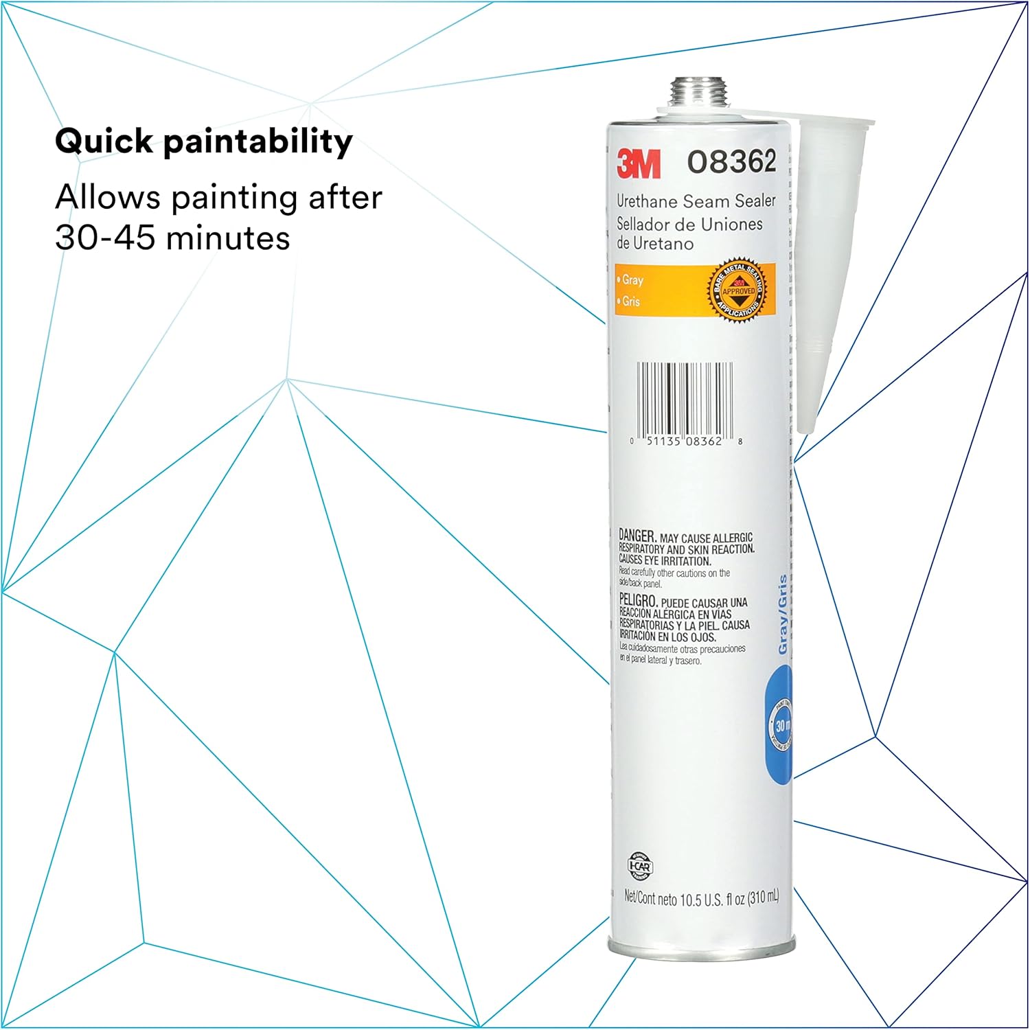 3M Sellador de costuras de uretano, 08362, color gris, alto contenido de sólidos, permanentemente flexible, cartucho de 10.5 fl oz10.5 fl oz