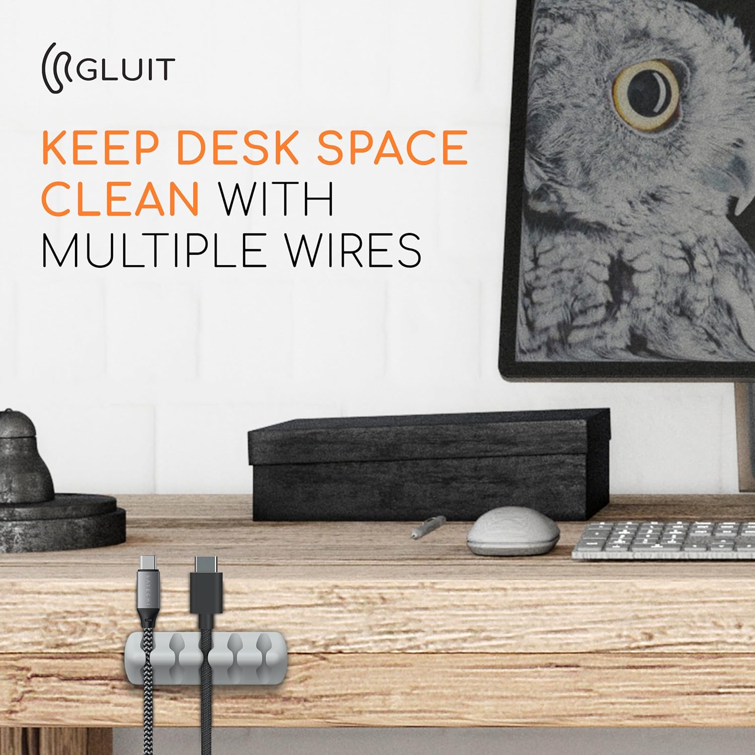 Gluit – Organizador de cables de escritorio versátiles, clips de alambre y soporte para cables, organizador de cables para escritorio, accesorios de