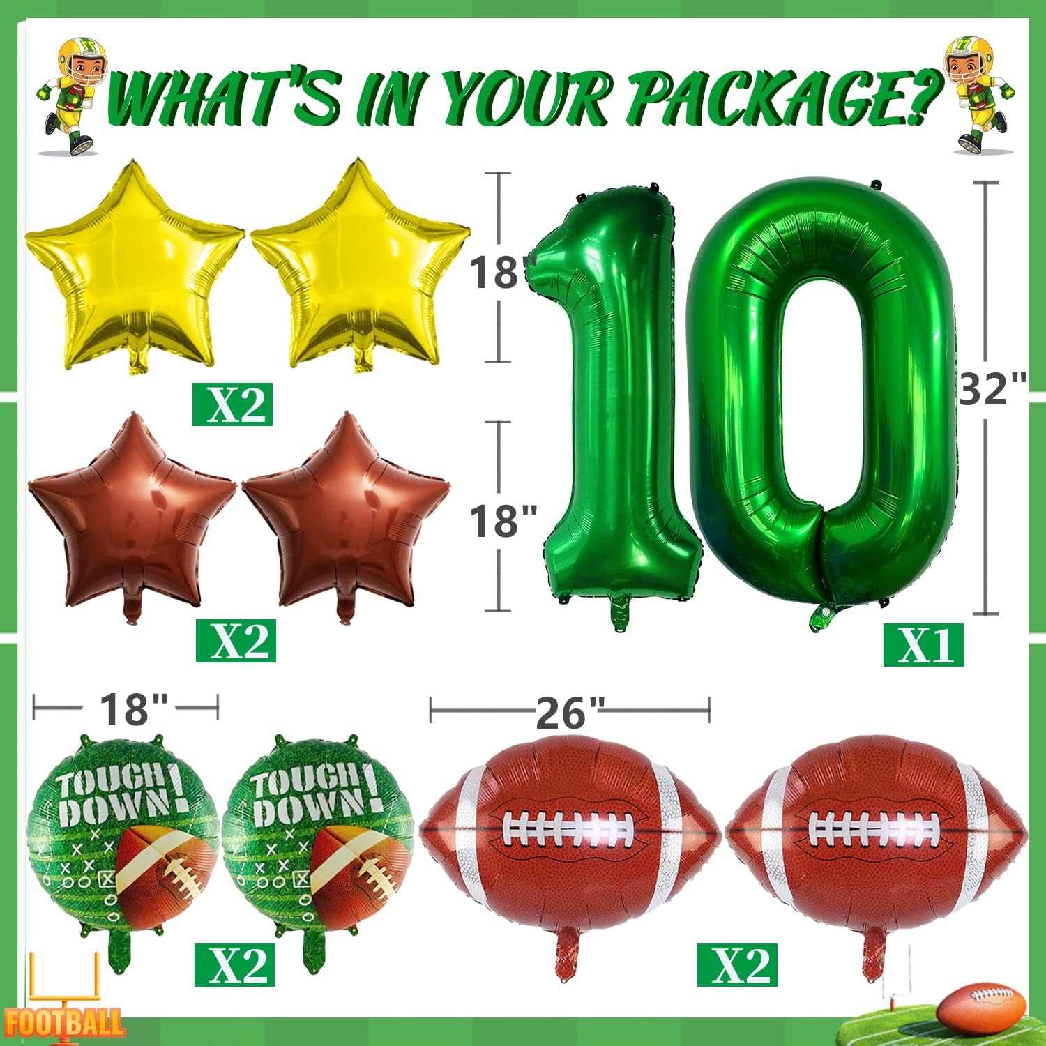 Juego de globos de fútbol americano, decoraciones de fiesta de cumpleaños de fútbol, decoración de fiesta de cumpleaños, decoración de fiesta de