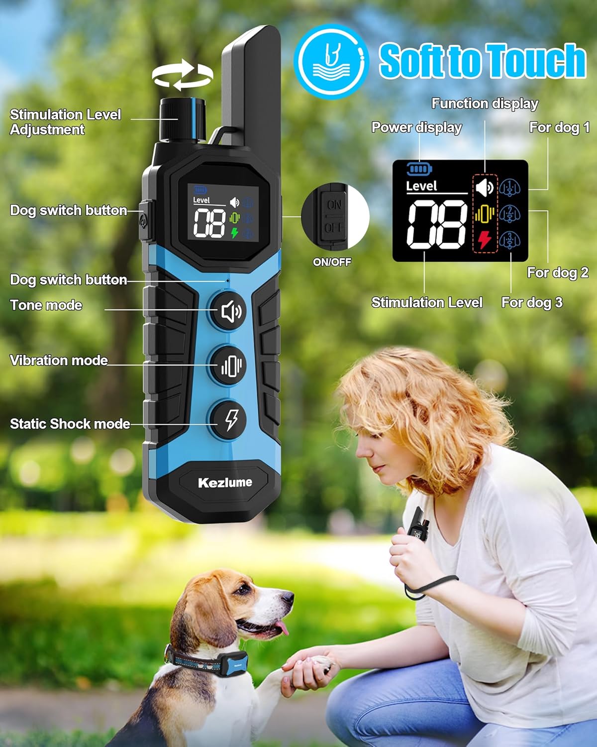 Collar de choque para perros para 2 perros, collar de entrenamiento de perro impermeable de 4000 pies con control remoto para perros pequeños,