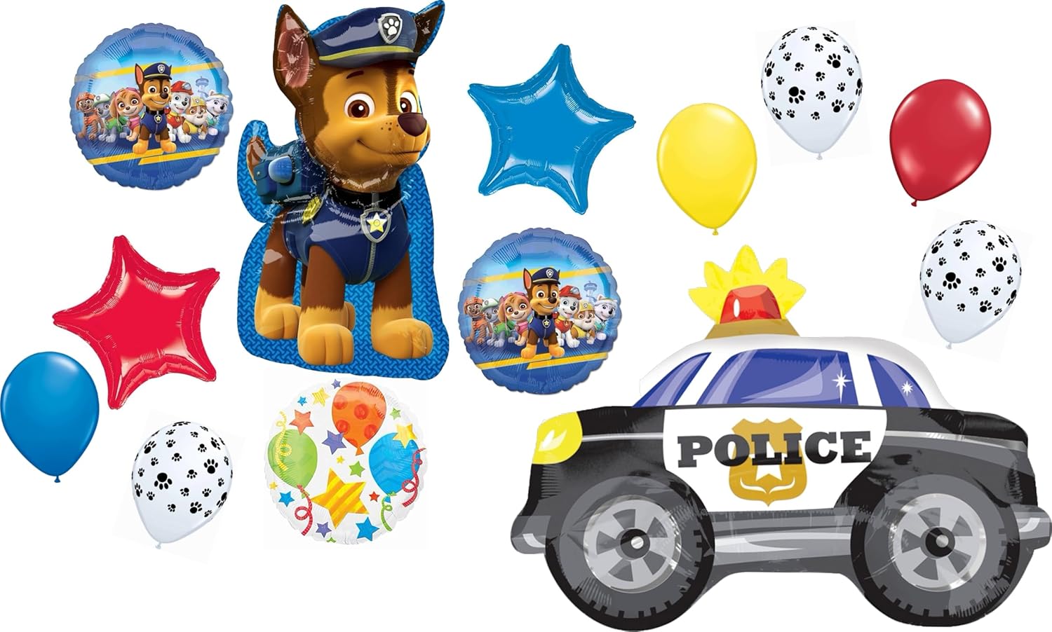 Anagram Paw Pups Chase and Police Car on Patrol – Suministros para fiesta de cumpleaños, decoración de ramo de globos