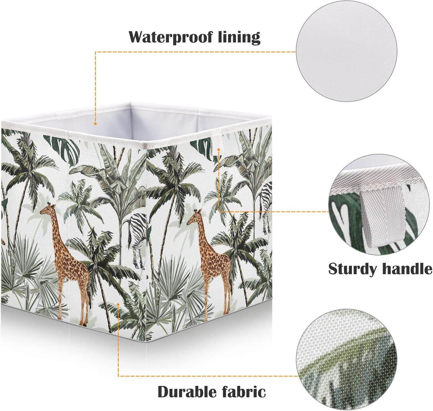 Giraffe – Cesta de almacenamiento con diseño de cebra, cuadrada, plegable, cubos de almacenamiento para guardería, organizador para oficina en casa