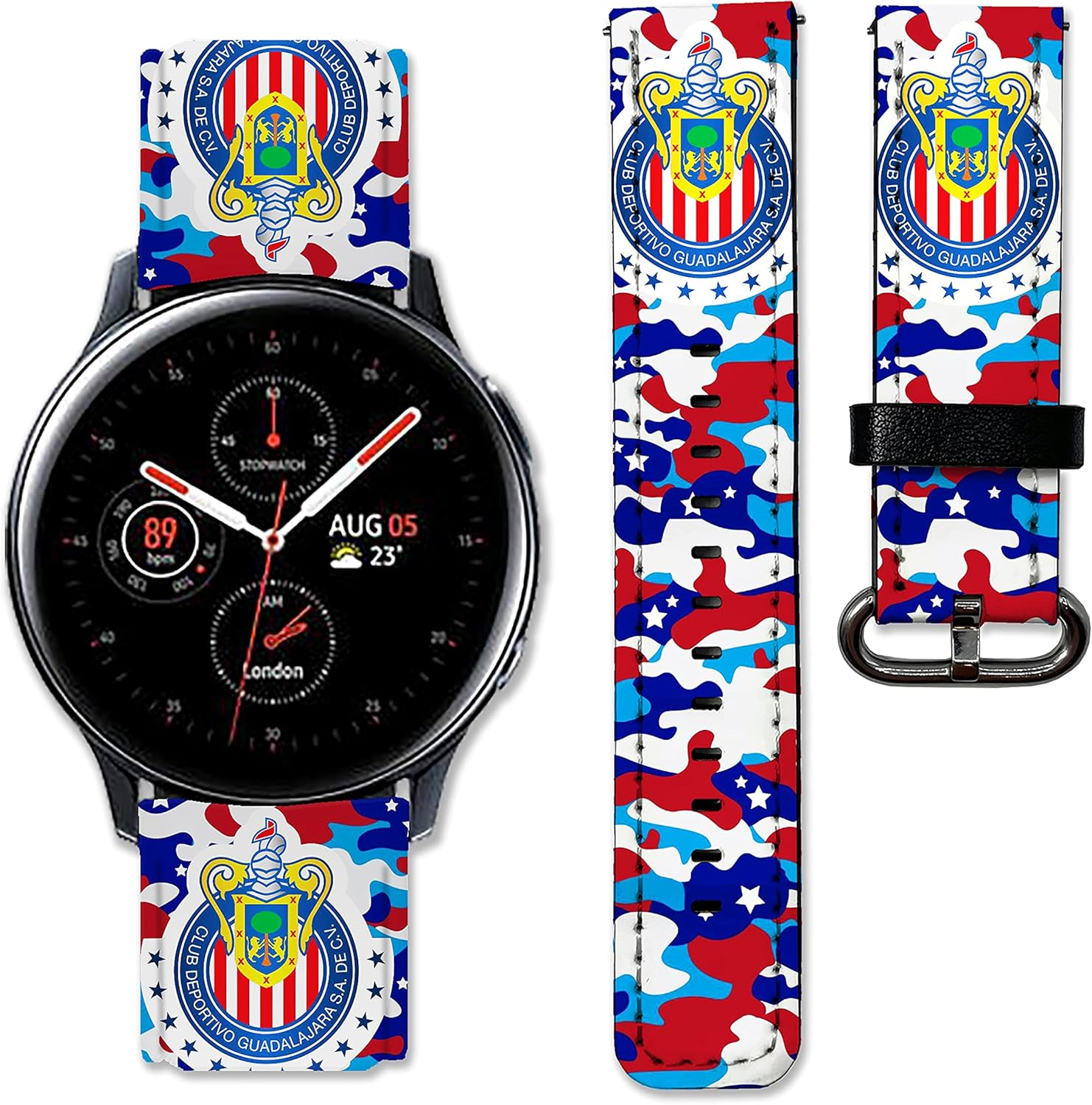 Correa de cuero de repuesto compatible con Samsung Galaxy Watch4 Active 2 Watch4 Classic Active 2 Watch 3 Gear S3 S2 y otros relojes de 20 y 0.866in